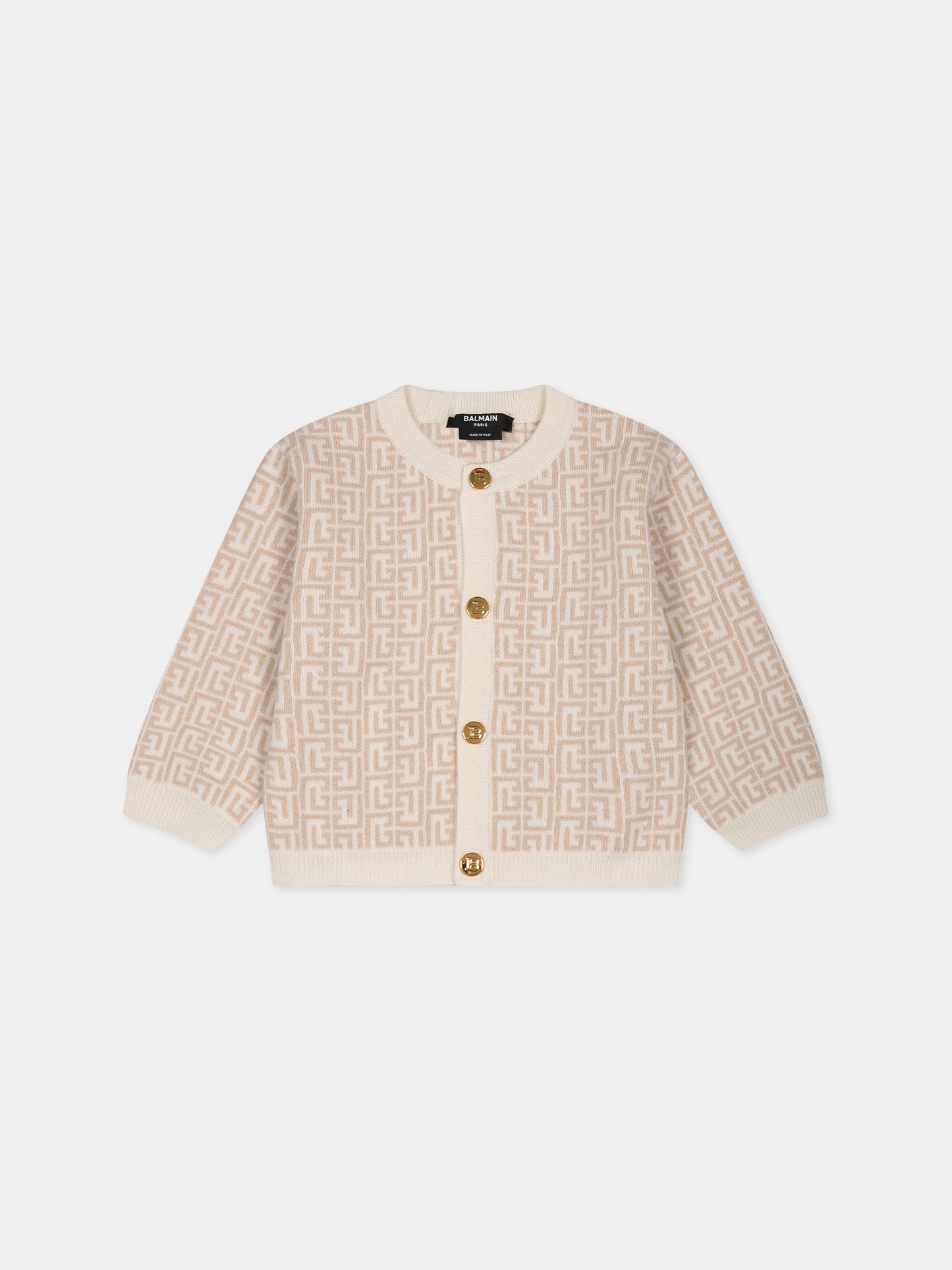 Cardigan beige per neonati,Balmain Kids,BT9010 W0113 102BG