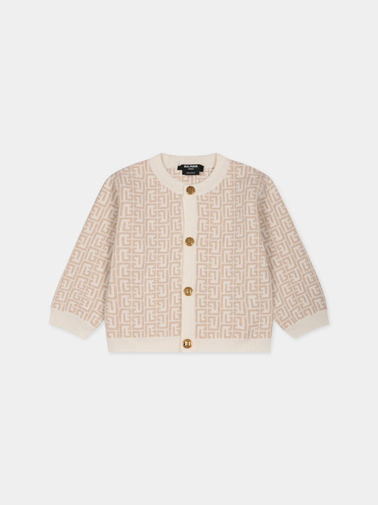 Cardigan beige per neonati,Balmain Kids,BT9010 W0113 102BG