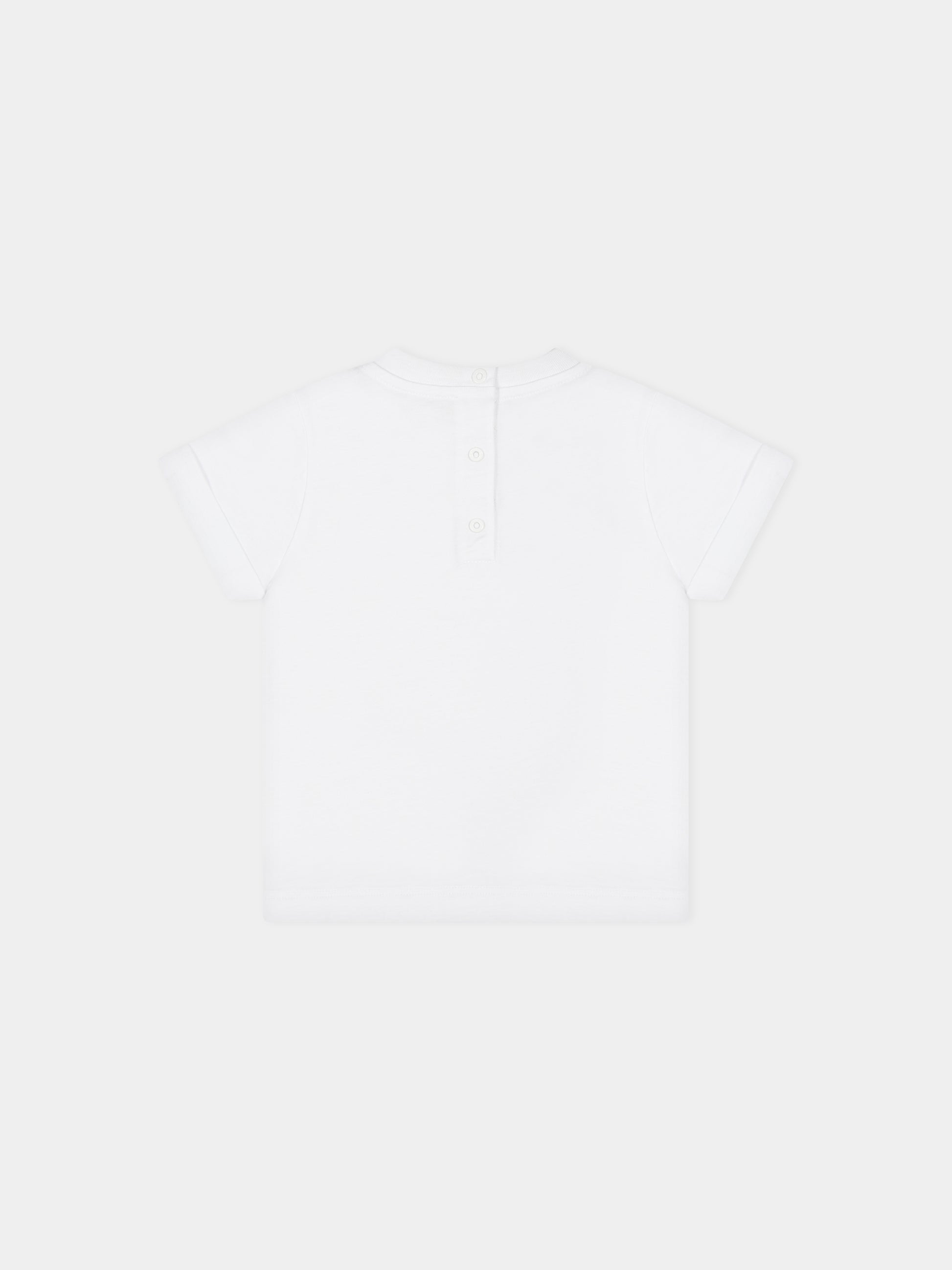 T-shirt bianca per neonati con iconico logo nero,Balmain Kids,BT8531 Z0082 100NE