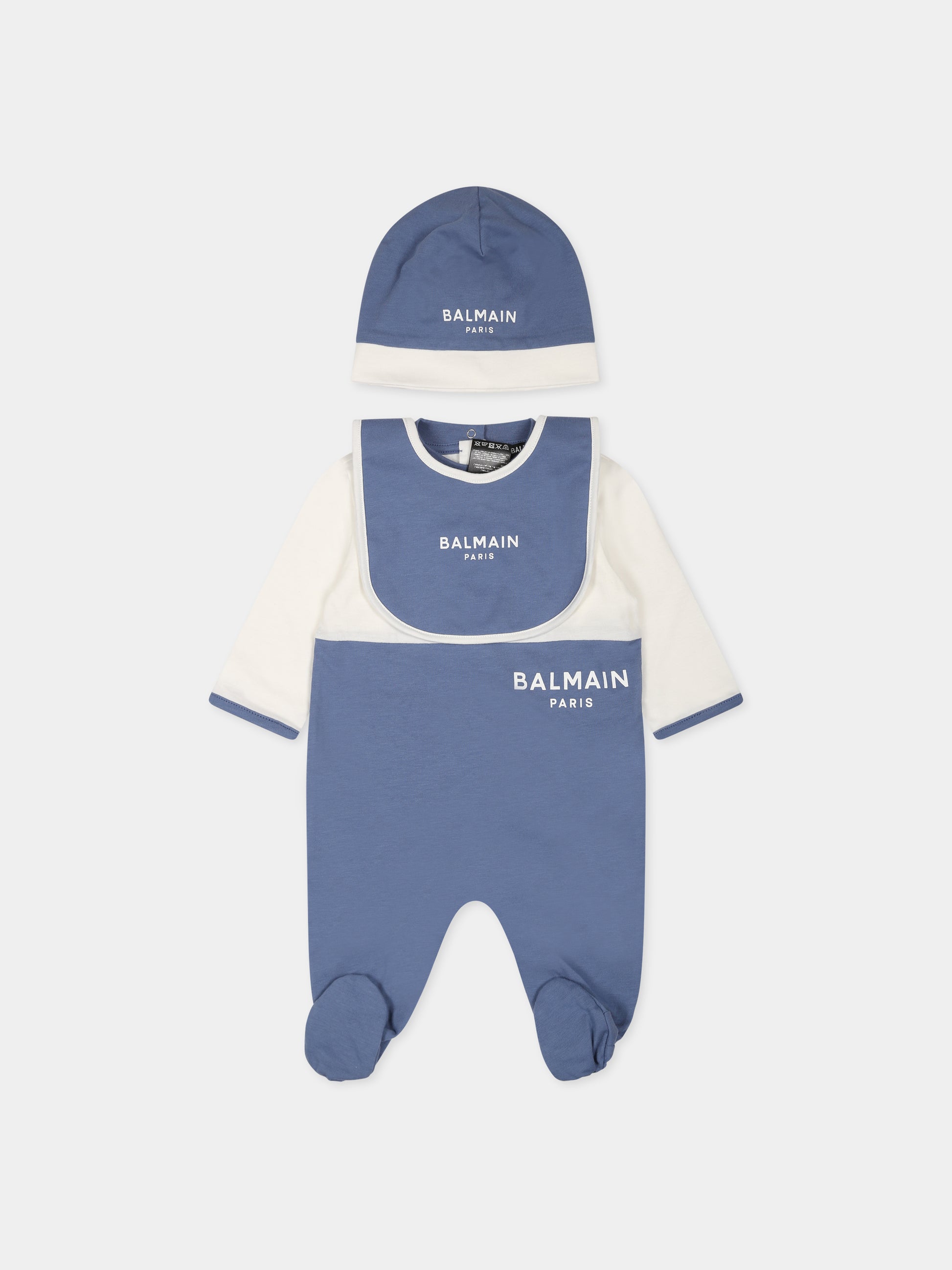 Set blu per neonato con logo,Balmain Kids,BTB540 Z0116 102BL