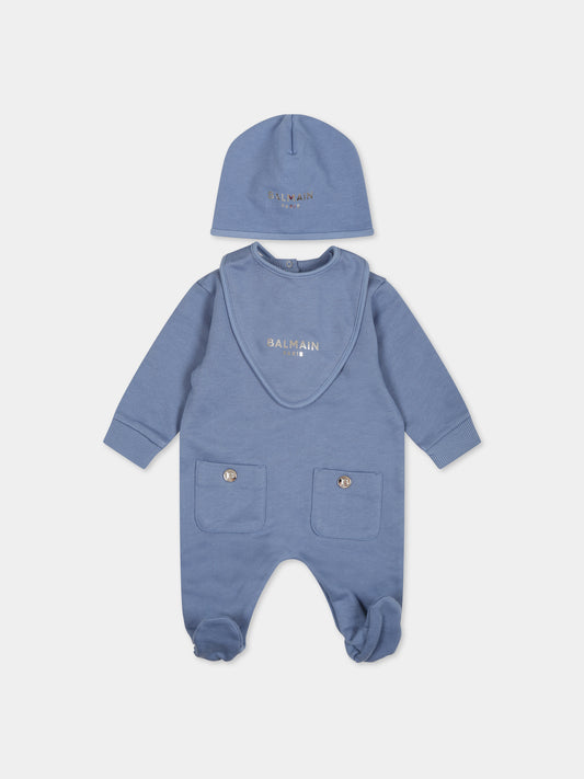 Set blu per neonato con logo,Balmain Kids,BTB510 Z0001 668AG