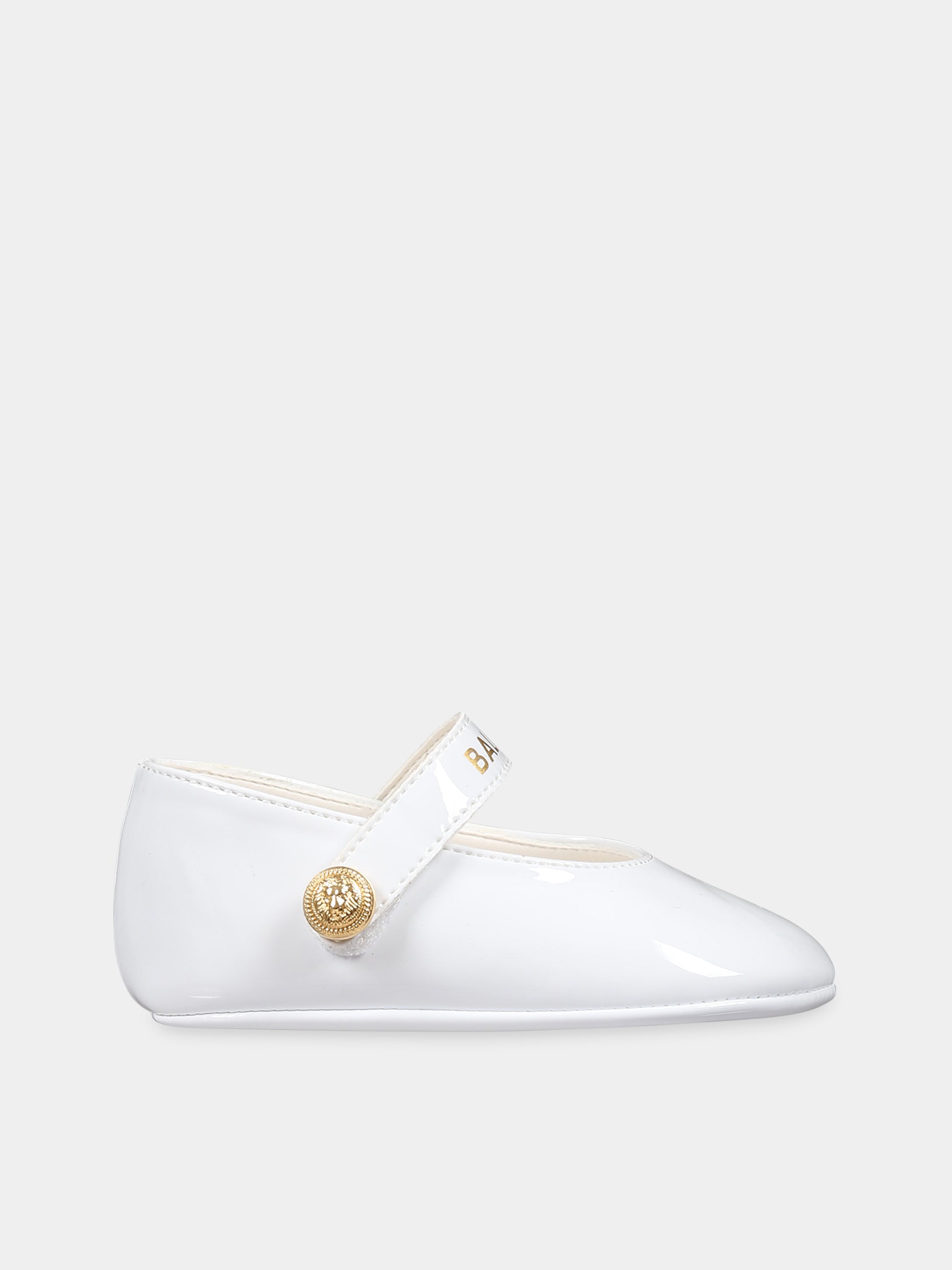 Ballerine bianche per neonata con logo,Balmain Kids,BT0006 Z1629 100OR