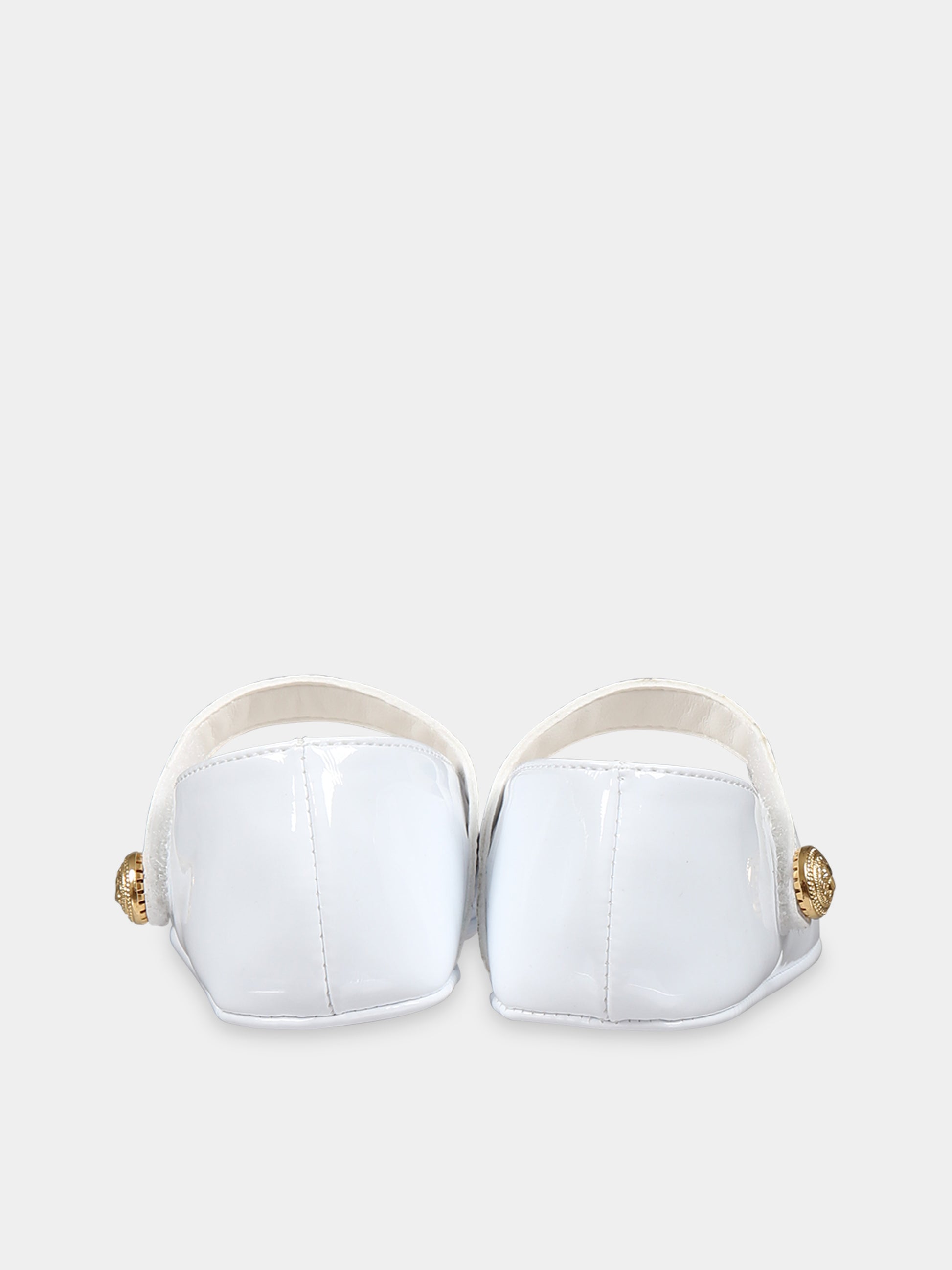 Ballerine bianche per neonata con logo,Balmain Kids,BT0006 Z1629 100OR