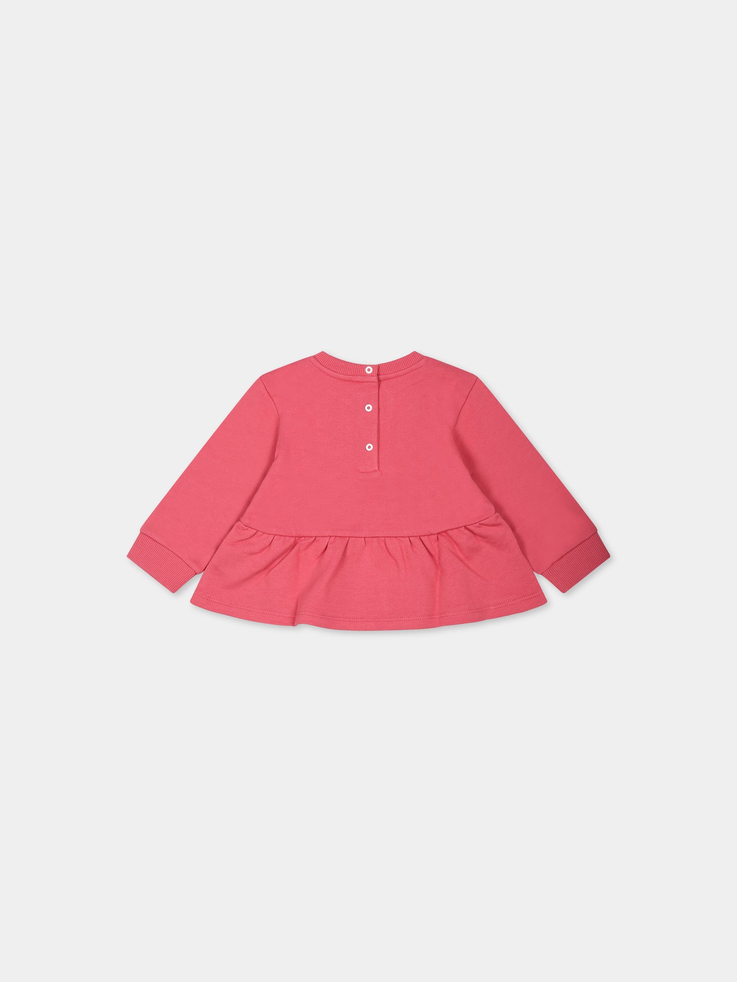 Felpa fucsia con iconico logo metallizzato per neonata,Balmain Kids,BT4010 Z0001 413