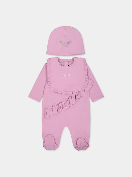 Set viola per neonata con logo,Balmain Kids,BTB000 Z0057 519