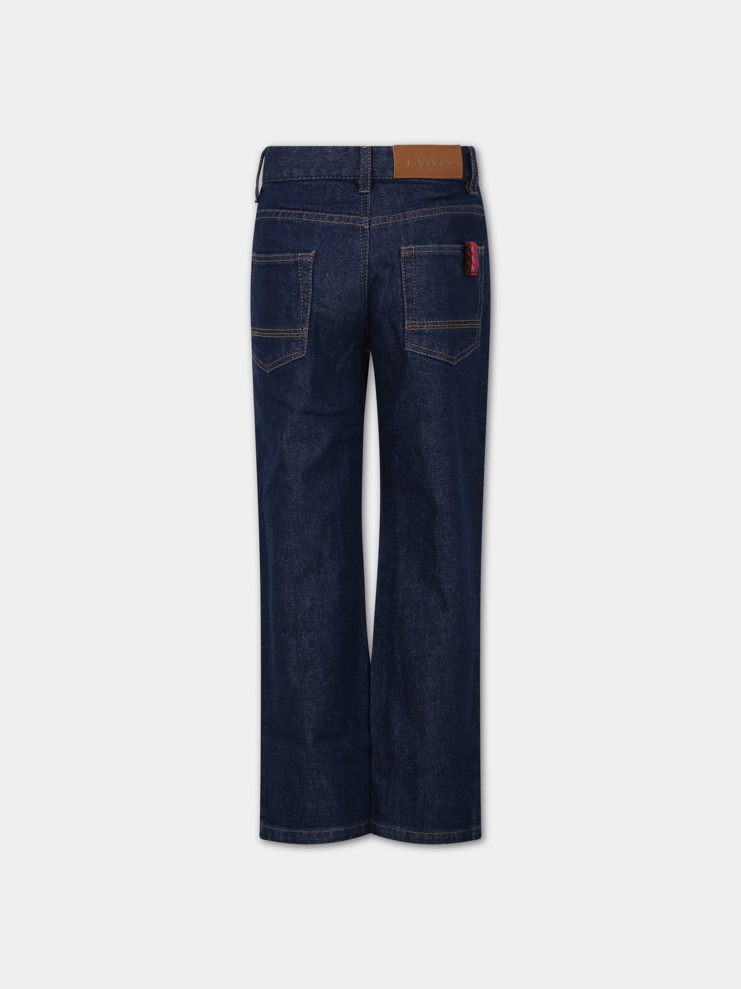 Jeans blu per bambino con logo ricamato,Lanvin Petite,N24064 Z10