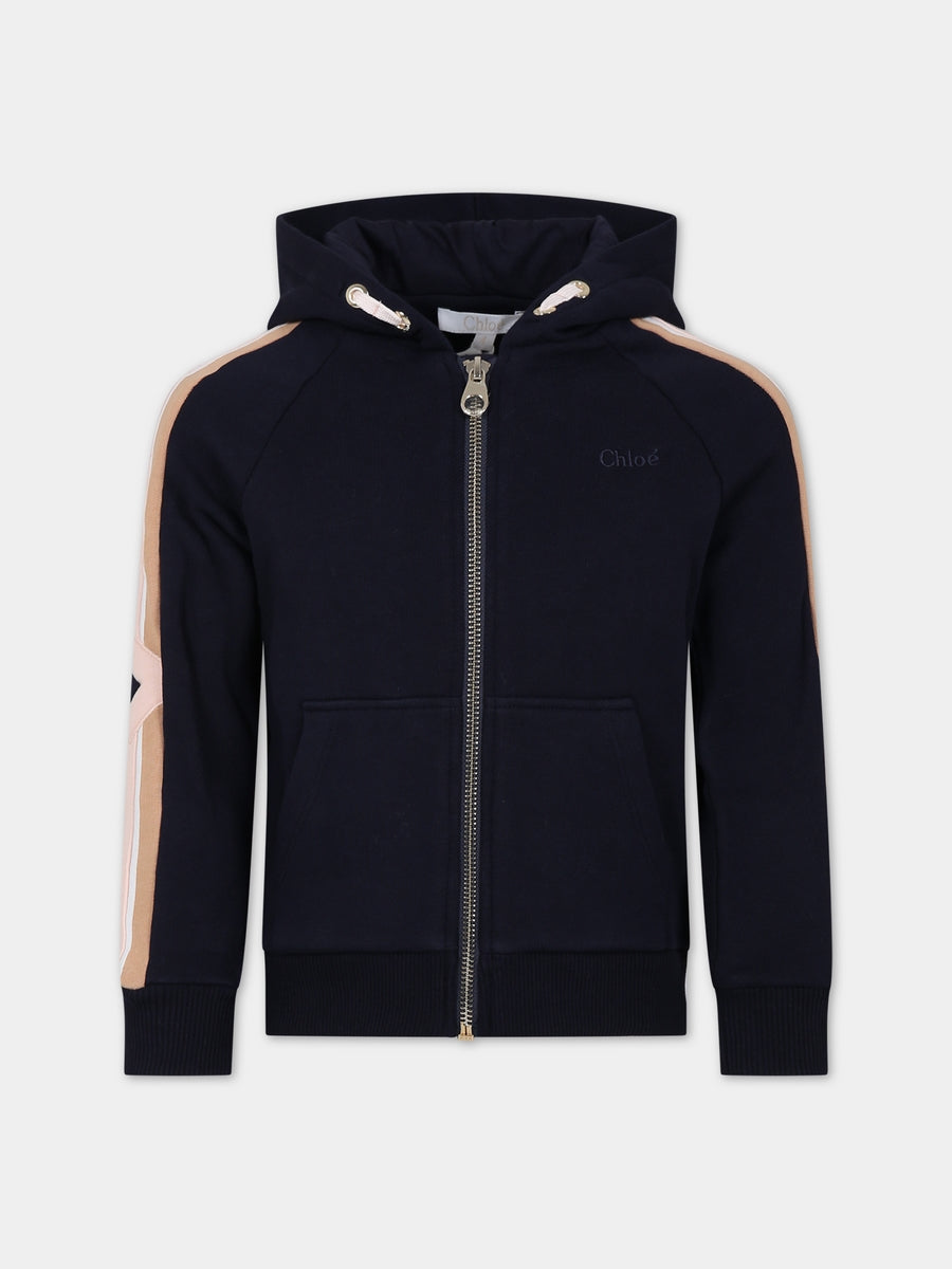 Felpa blu per bambina con logo,Chloé Kids,C15E13 859