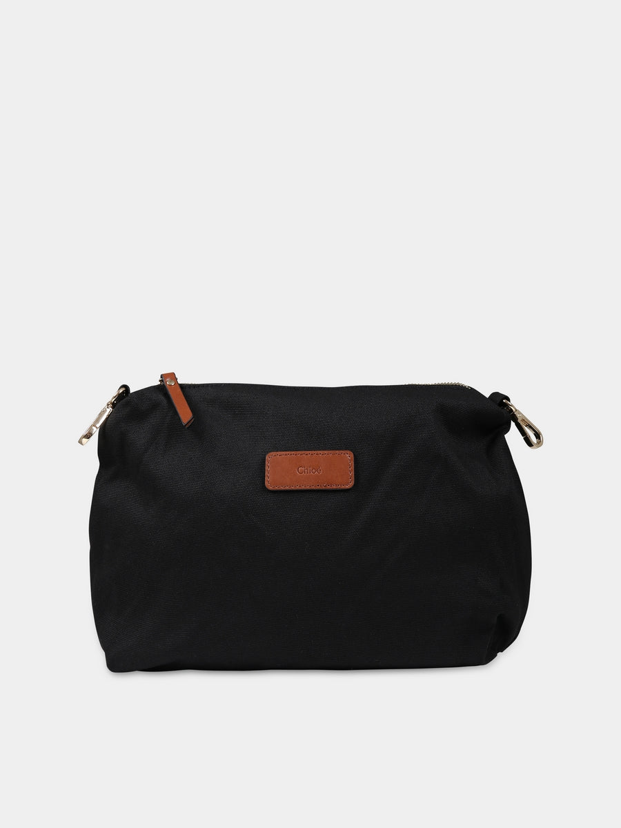 Borsa mamma nera per neonati con logo,Chloé Kids,C90411 09B