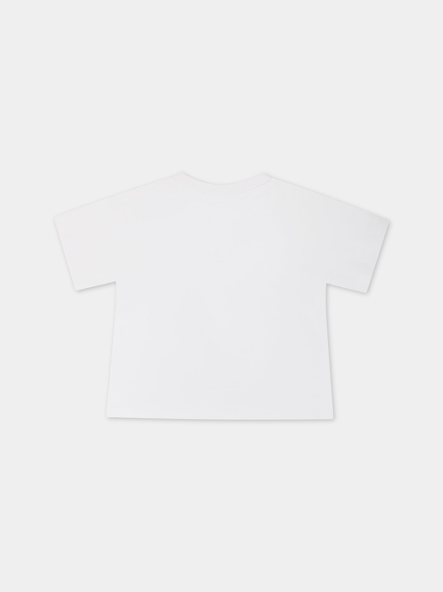 T-shirt bianca per neonati con fiore e logo,Kenzo Kids,K05521 10P