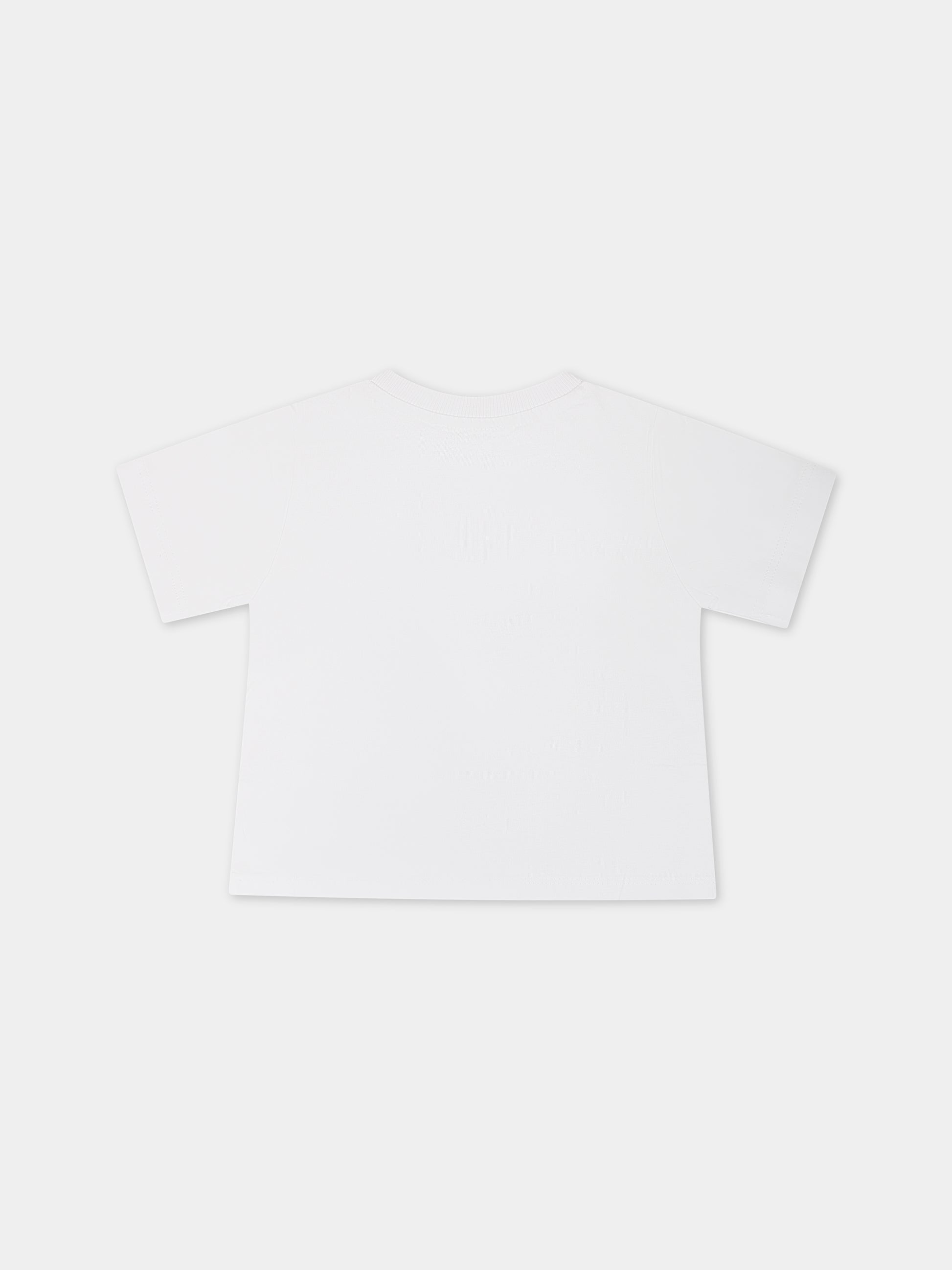 T-shirt bianca per neonati con fiore e logo,Kenzo Kids,K05521 10P