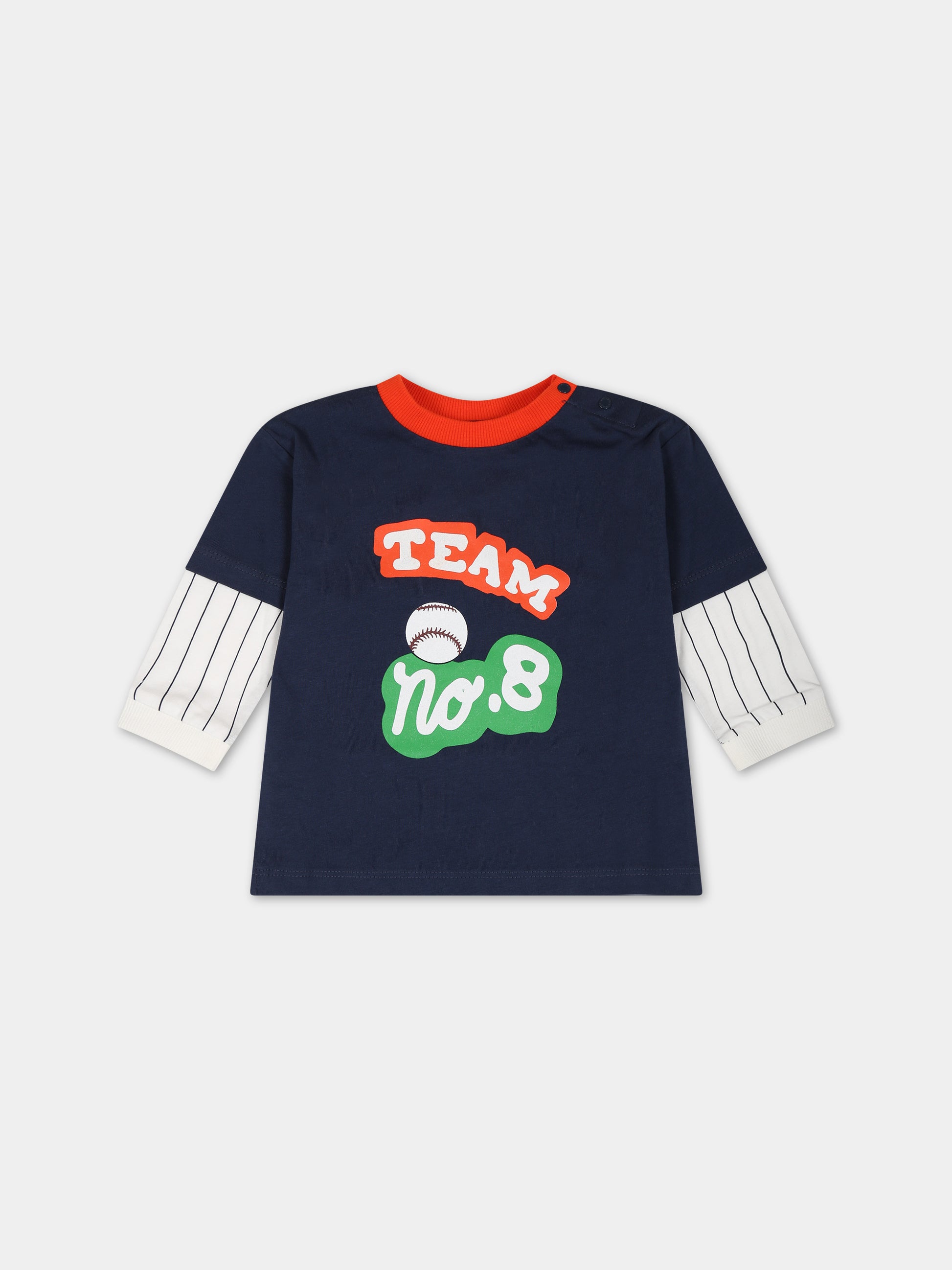 T-shirt blu per neonato con stampa,Kenzo Kids,K05530 84A