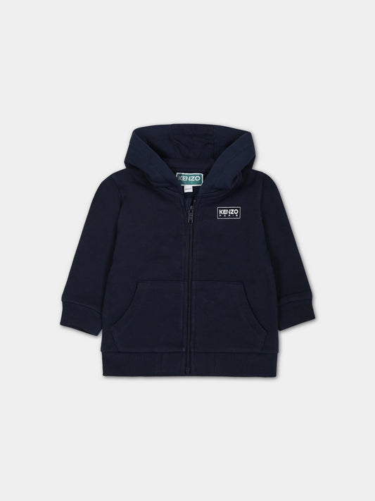 Felpa blu per neonato con logo,Kenzo Kids,K05495 84A