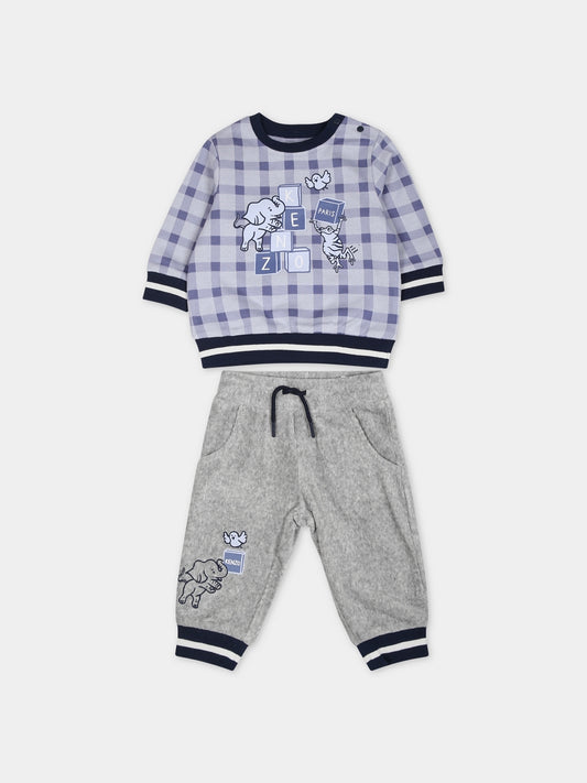 Completo celeste per neonato con elefante,Kenzo Kids,K98134 81H