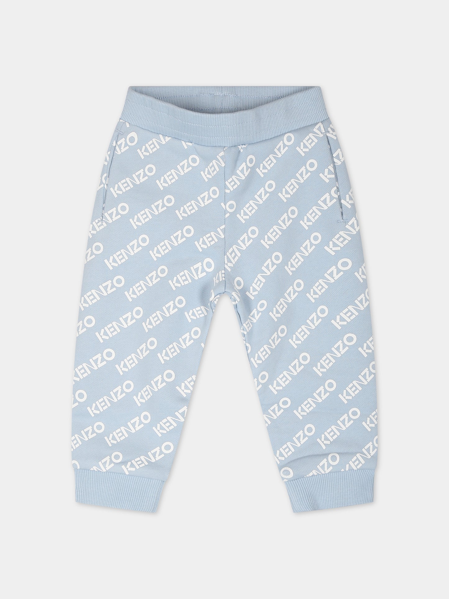 Pantaloni celesti per neonato con logo,Kenzo Kids,K04236 794