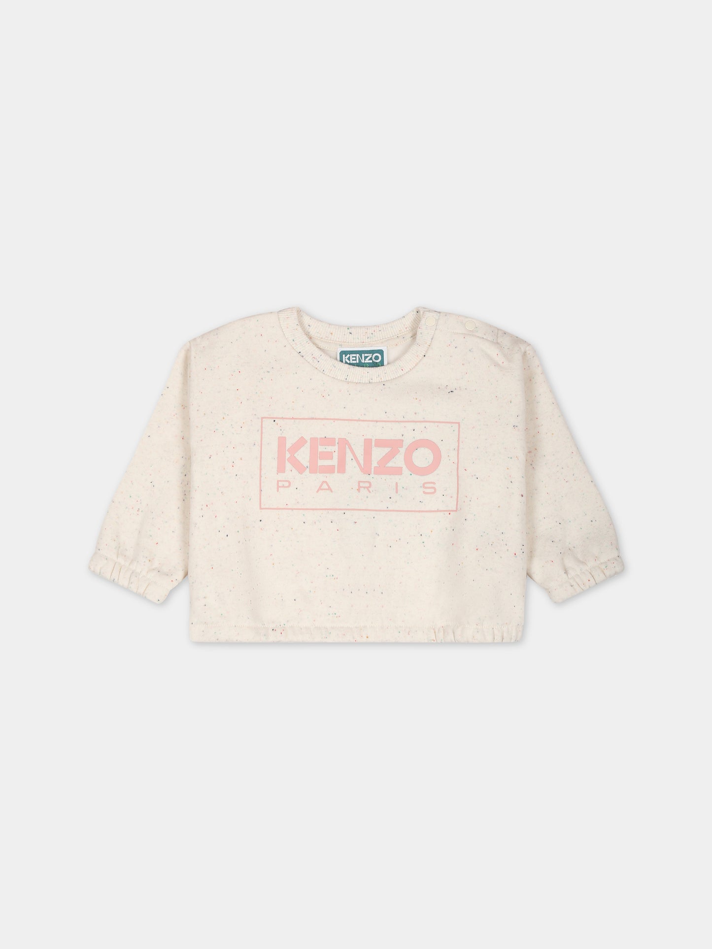 Felpa avorio per neonata con logo,Kenzo Kids,K05511 22C
