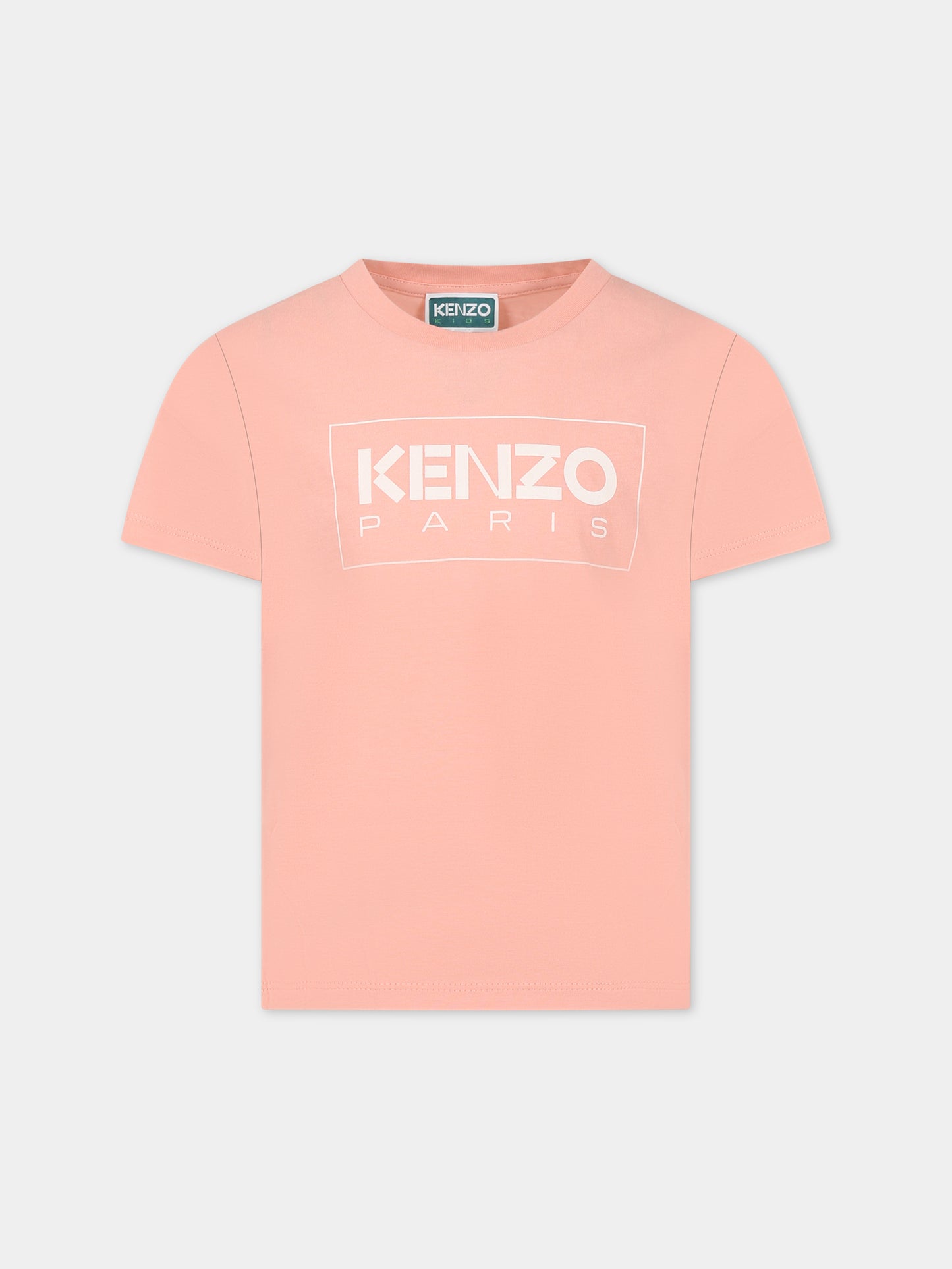 T-shirt rosa per bambina con logo,Kenzo Kids,K15719 43G