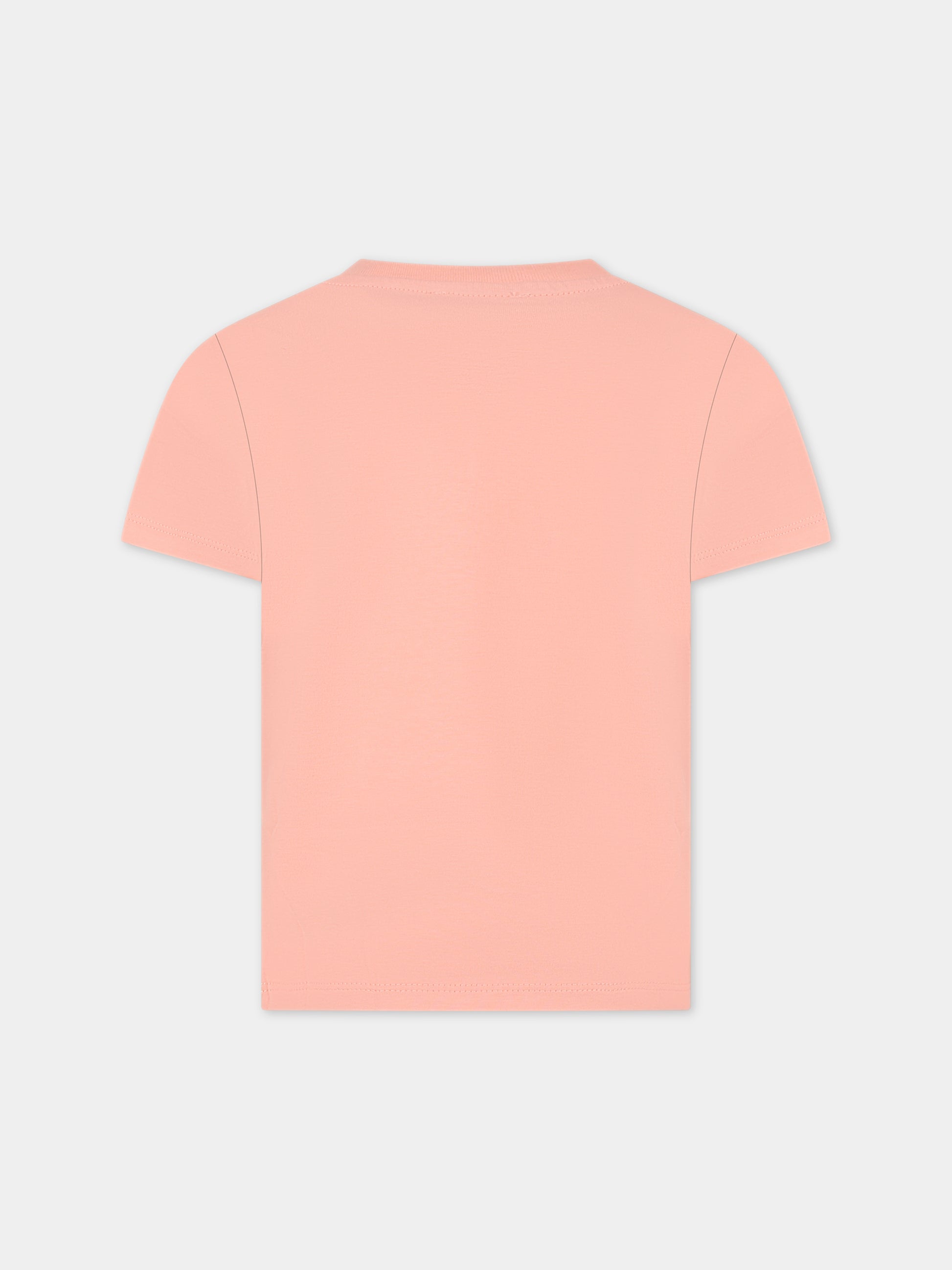 T-shirt rosa per bambina con logo,Kenzo Kids,K15719 43G