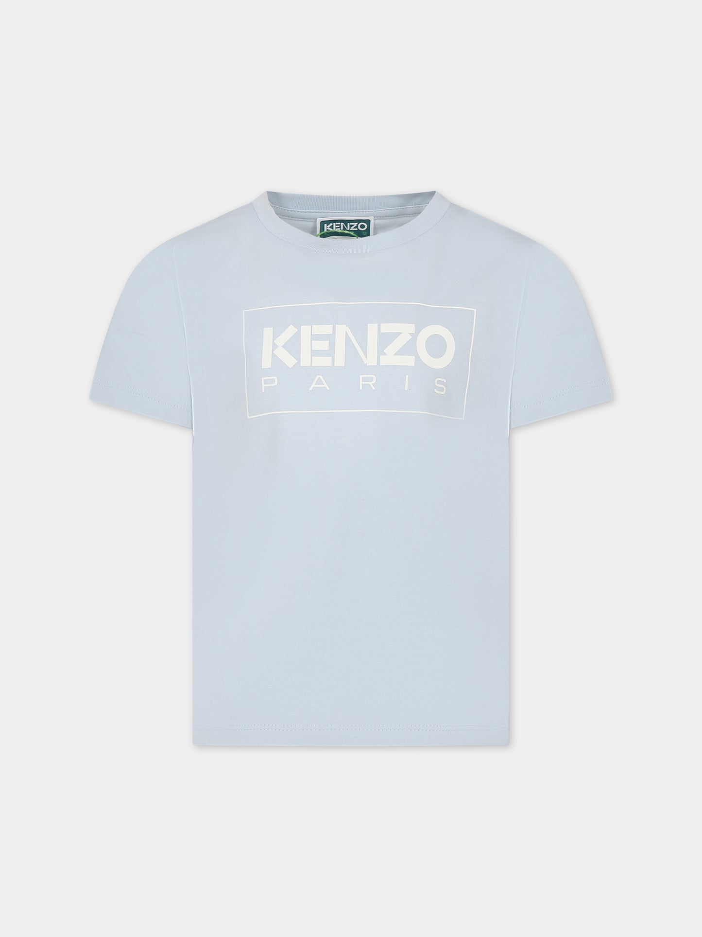 T-shirt celeste per bambino con logo,Kenzo Kids,K15719 794