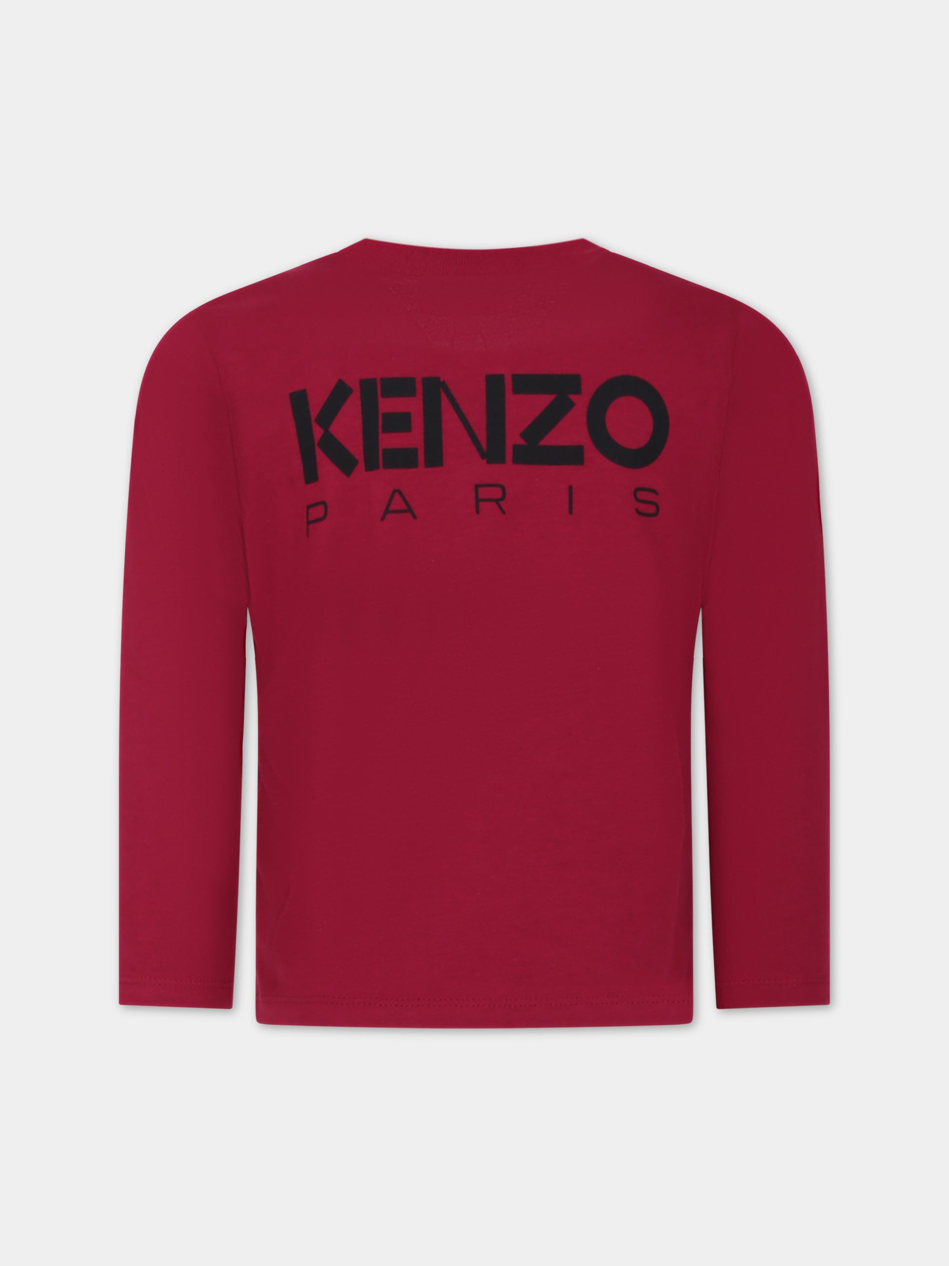 T-shirt bordeaux  per bambina con fiore,Kenzo Kids,K15710 95F