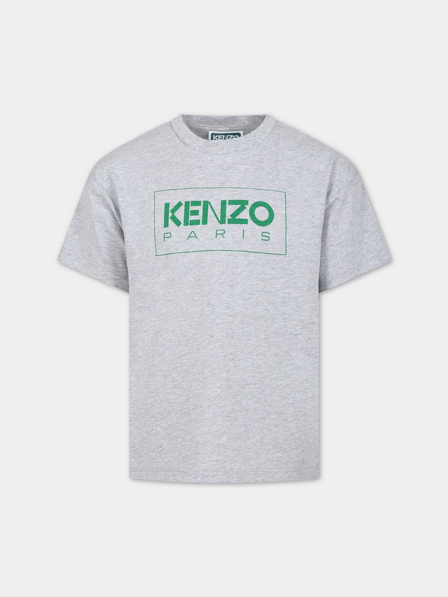 T-shirt grigia per bambini con logo,Kenzo Kids,K25864 A41