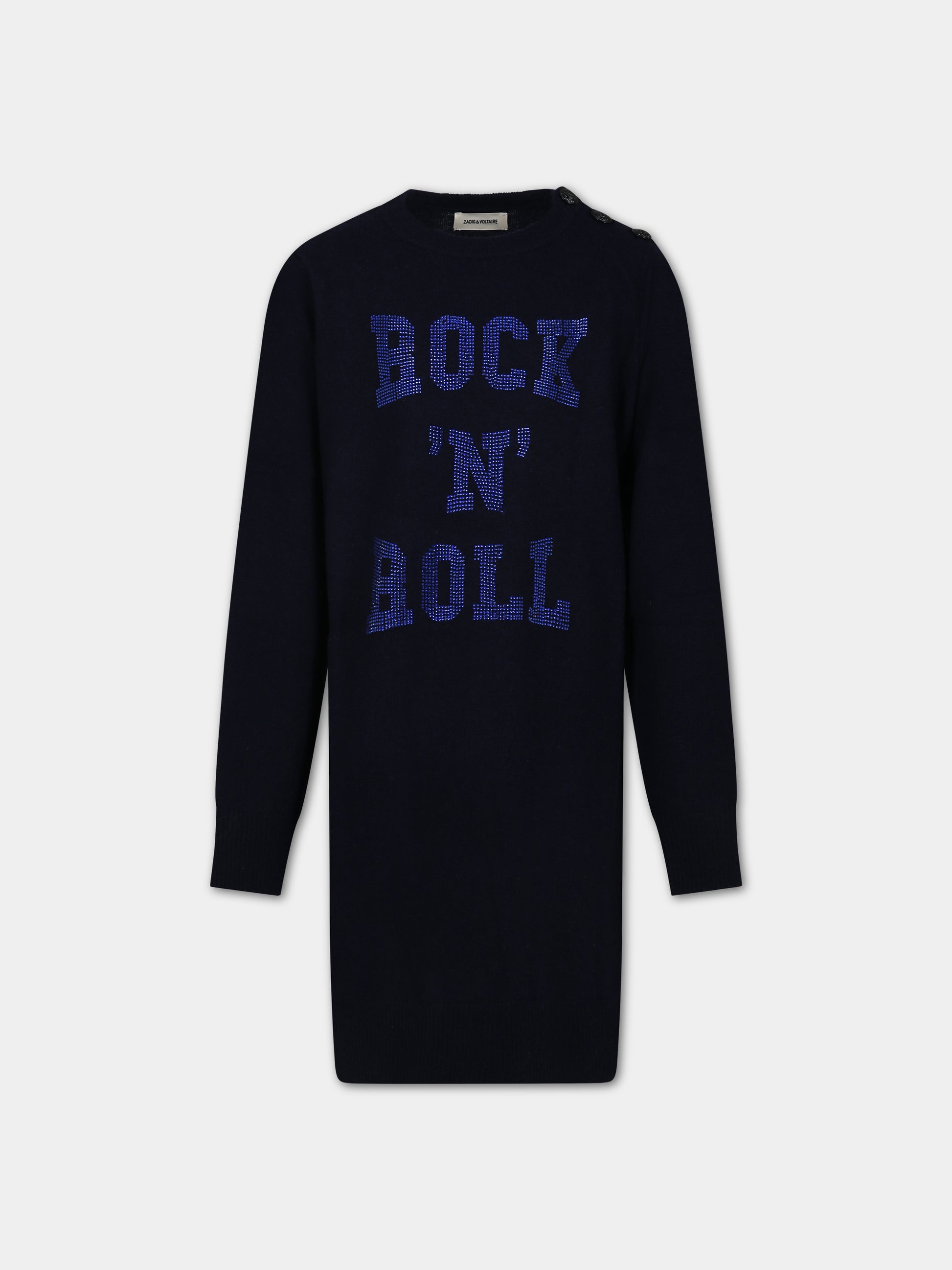 Vestito blu per bambina con scritta,Zadig & Voltaire Kids,X12206 84E