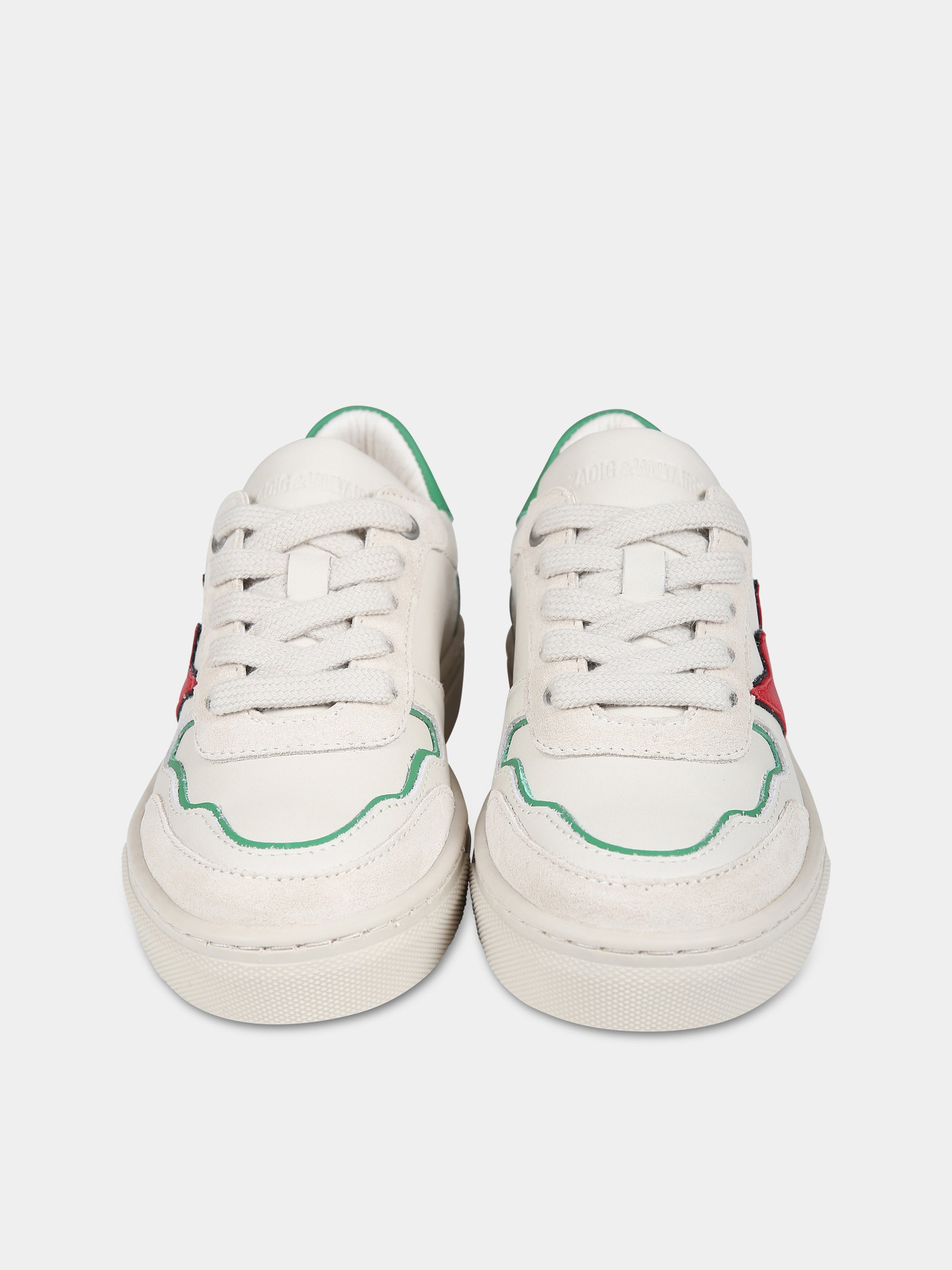 Sneakers avorio per bambini con logo,Zadig & Voltaire Kids,X29027 140