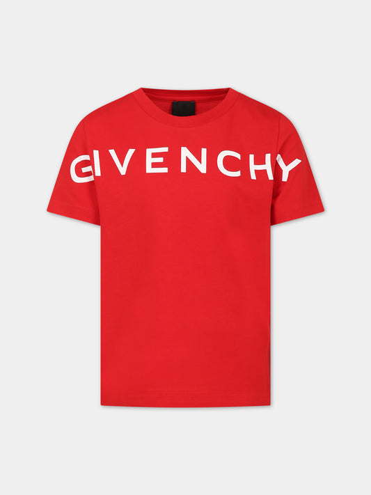 T-shirt rossa per bambini con logo,Givenchy Kids,H25447 991
