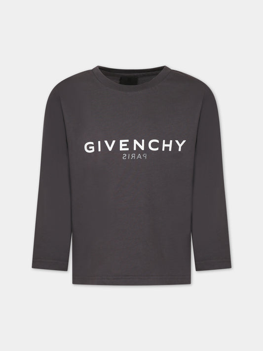 T-shirt grigia per bambini con logo,Givenchy Kids,H25448 070