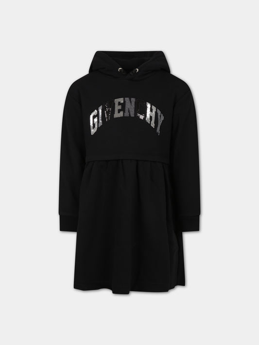 Vestito nero per bambina con logo,Givenchy Kids,H12310 09B