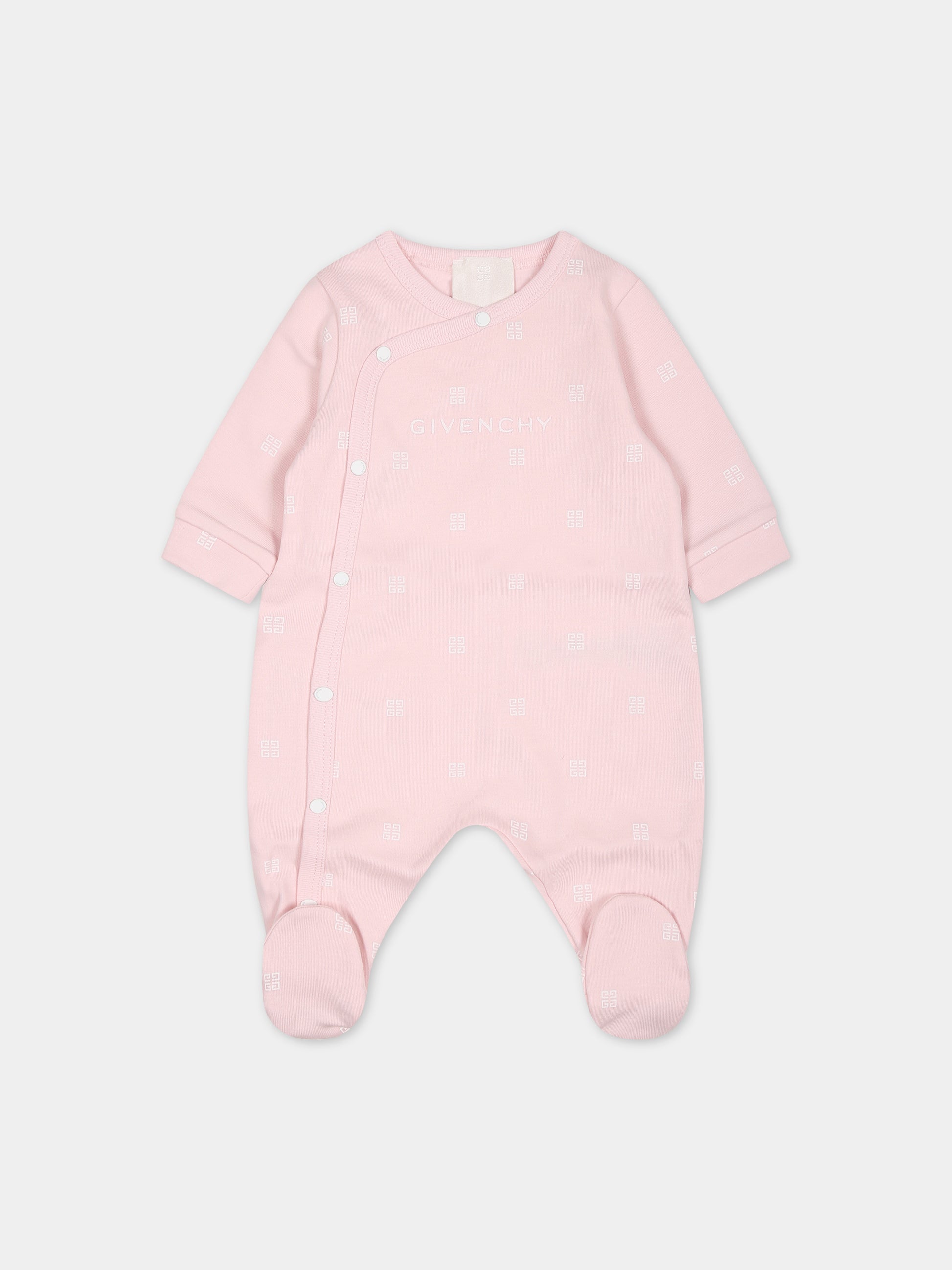 Tutina rosa per neonata con logo,Givenchy Kids,H97091 44Z