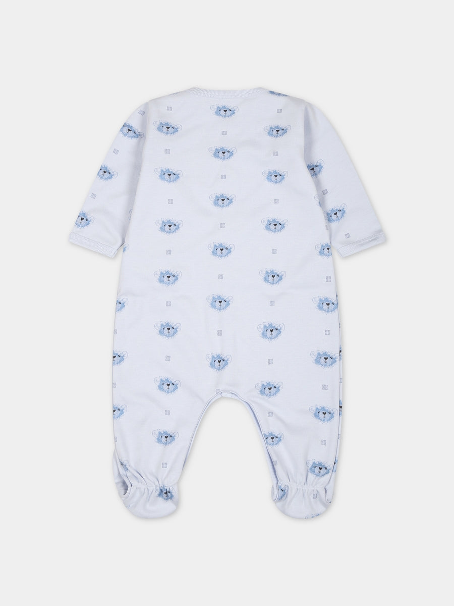 Set celeste per neonato con logo e stampa,Givenchy Kids,H98182 771