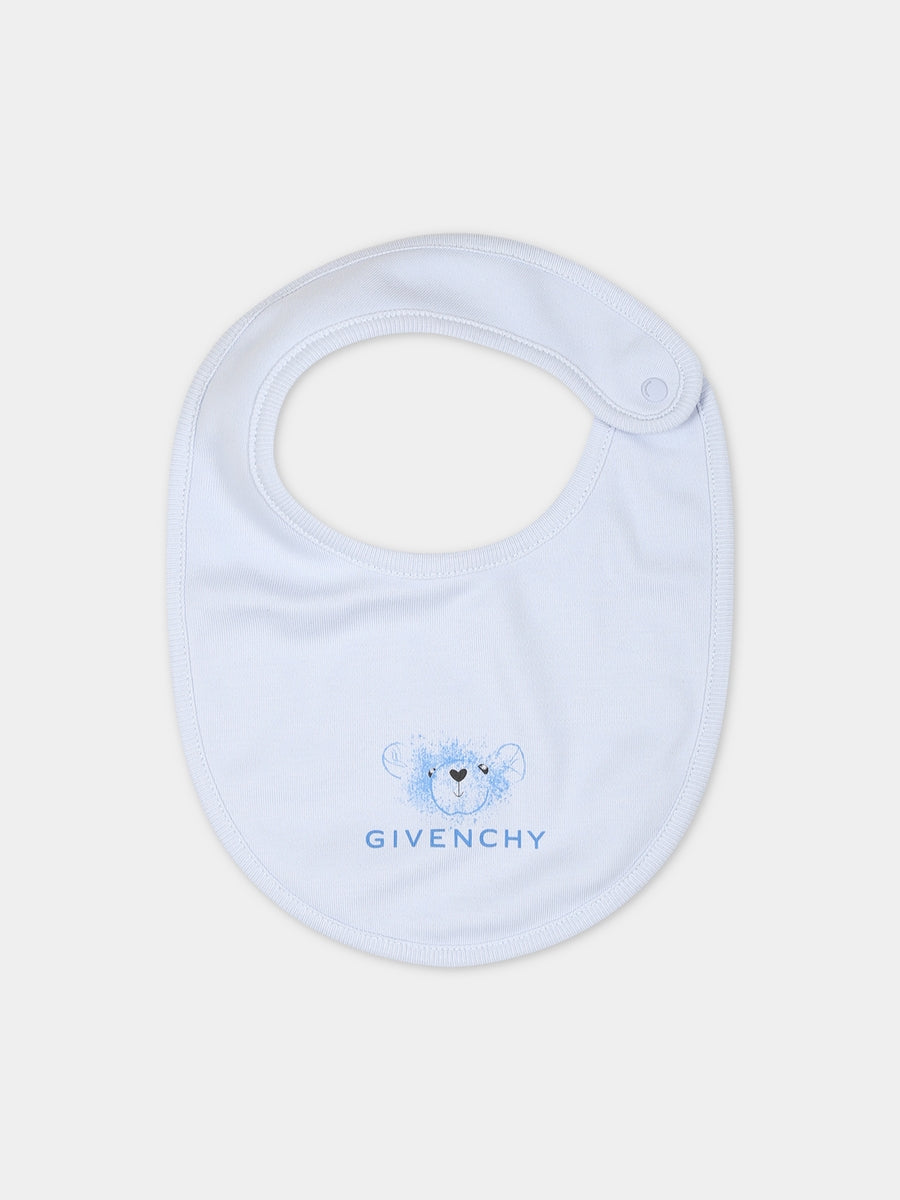 Set celeste per neonato con logo e stampa,Givenchy Kids,H98182 771