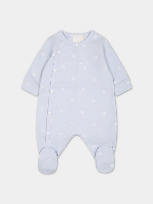 Tutina celeste per neonato con logo,Givenchy Kids,H97091 771