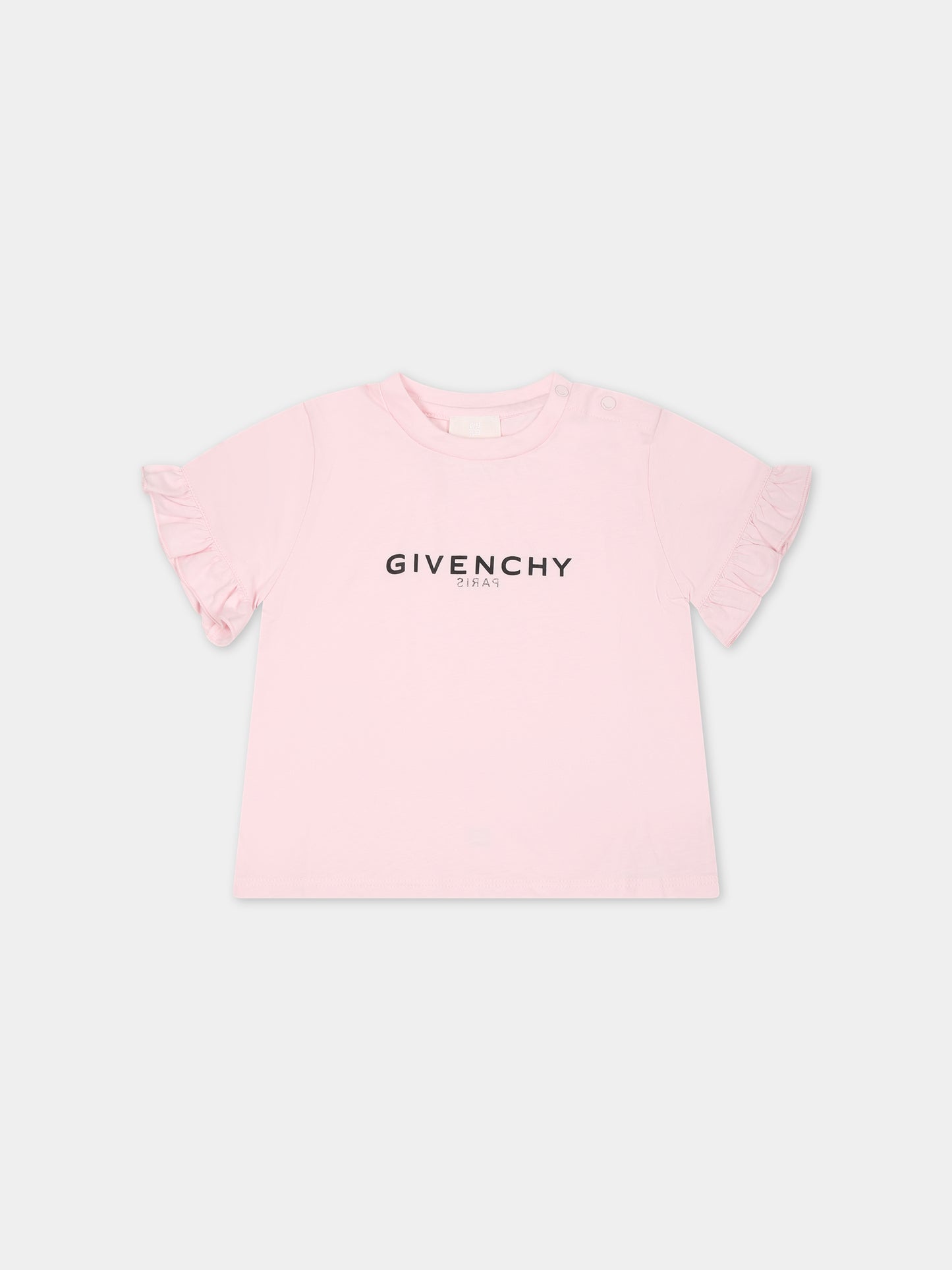 T-shirt rosa per neonata con logo,Givenchy Kids,H05282 44Z