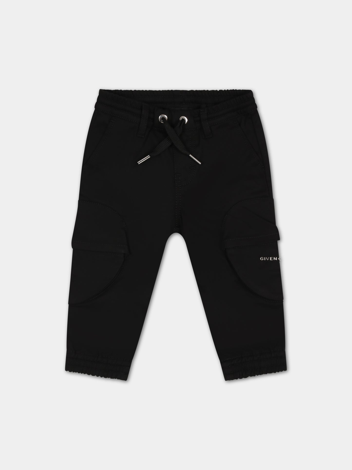 Pantaloni neri per neonato con logo,Givenchy Kids,H04174 09B