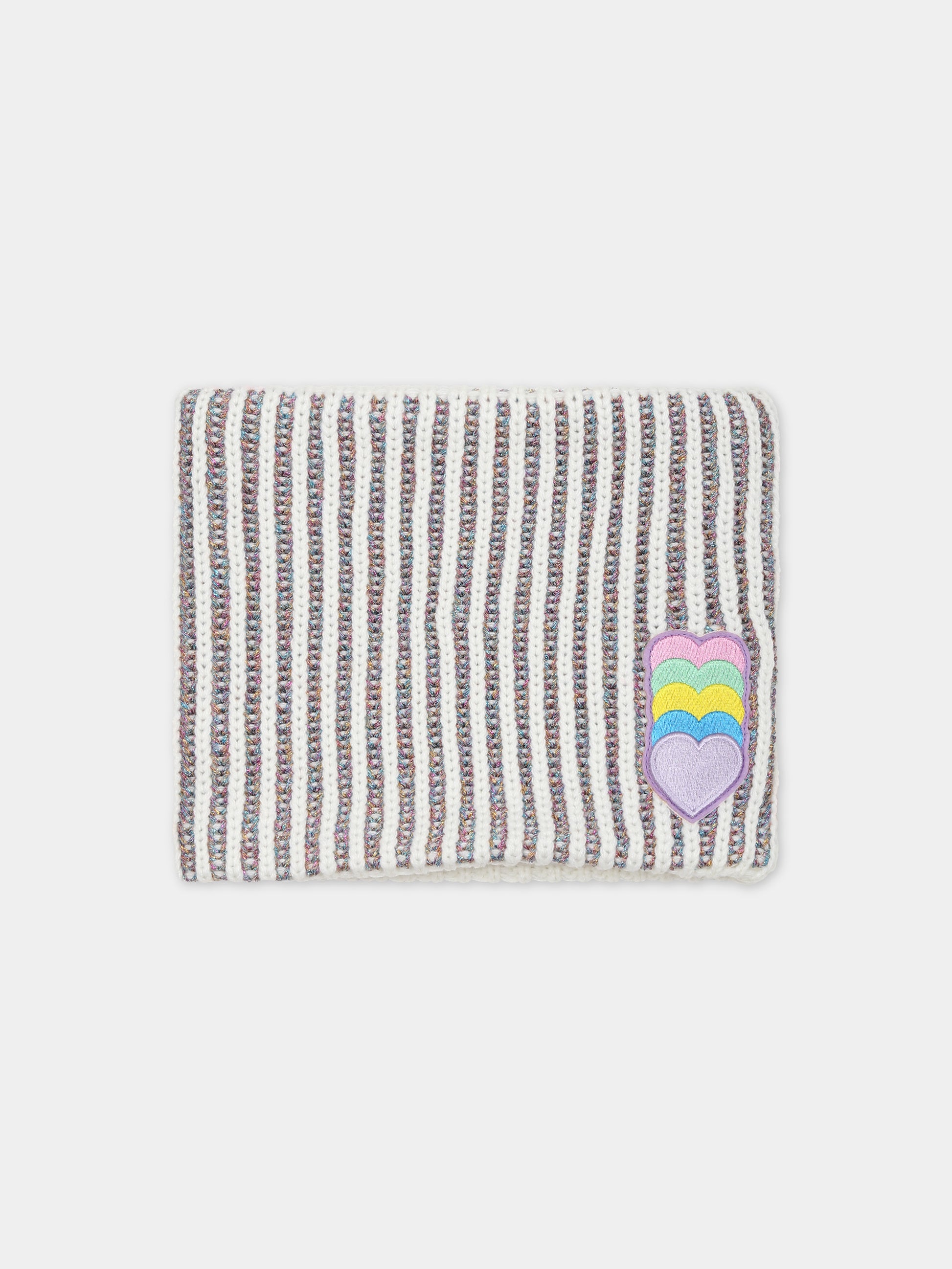 Sciarpa avorio per bambina con cuori,Billieblush,U11152 AVORIO