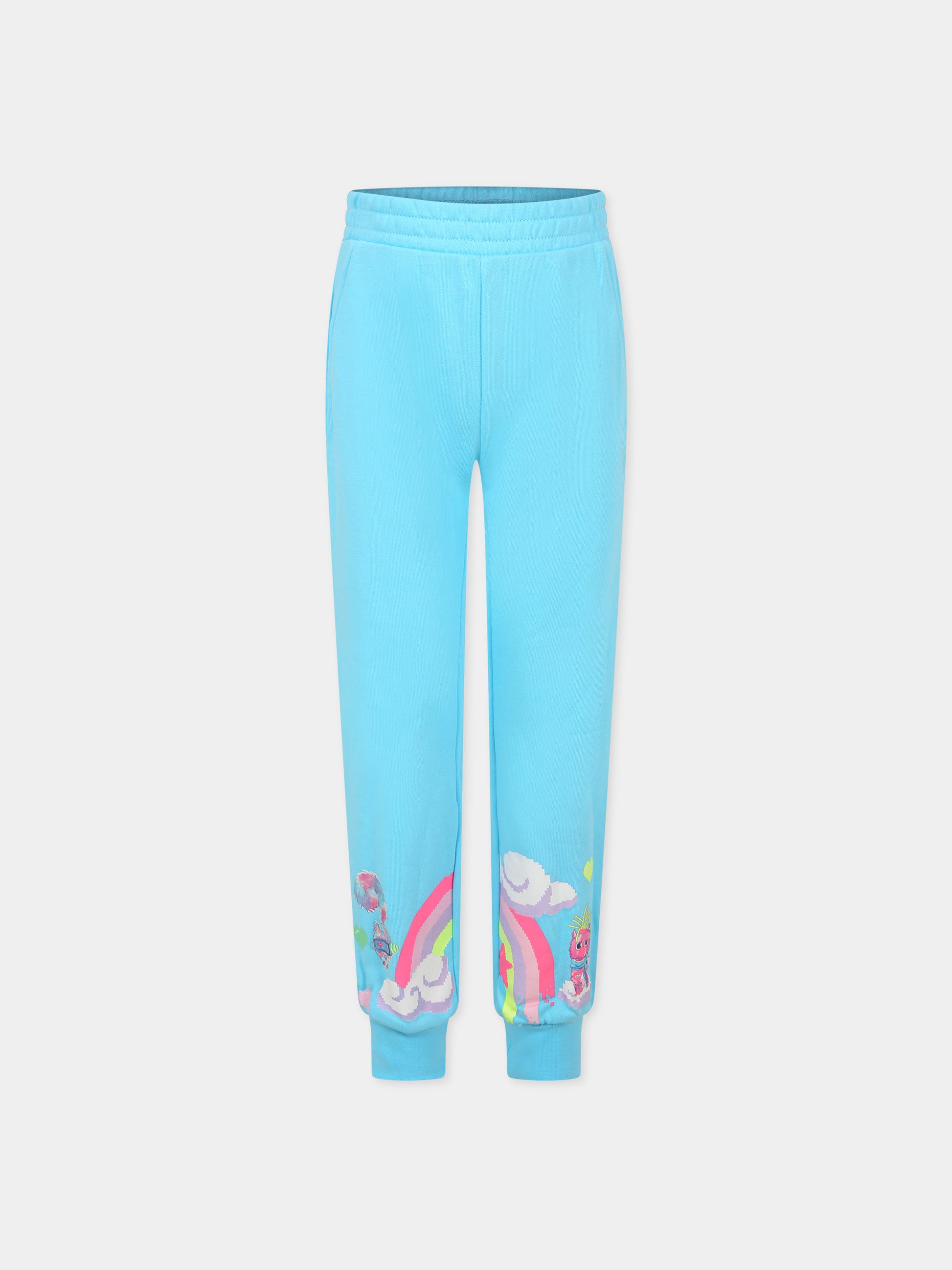 Pantaloni azzurri per bambina con arcobaleno,Billieblush,U14687 77S