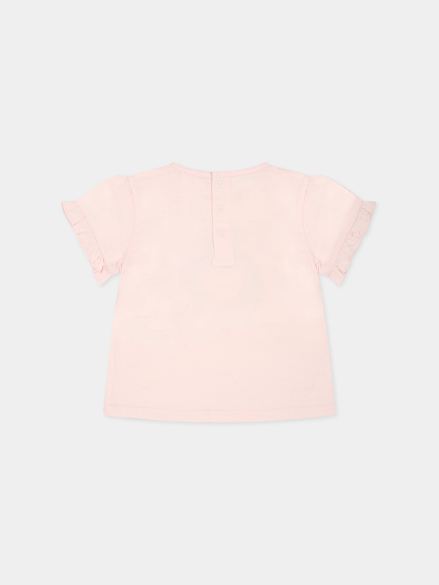 T-shirt rosa per neonata con stampa,Carrement Beau,Y05300 43B