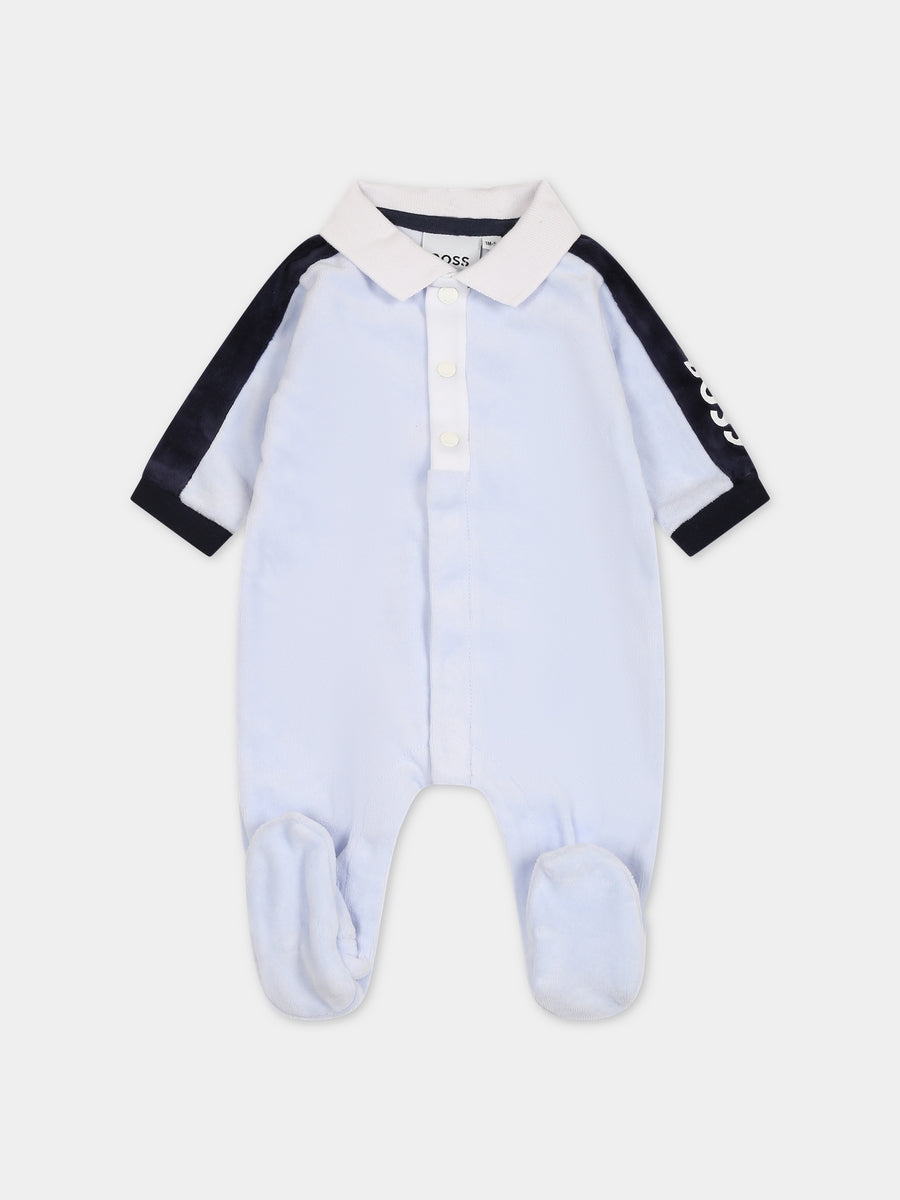 Tutina celeste per neonato con logo,Boss,J97209 771