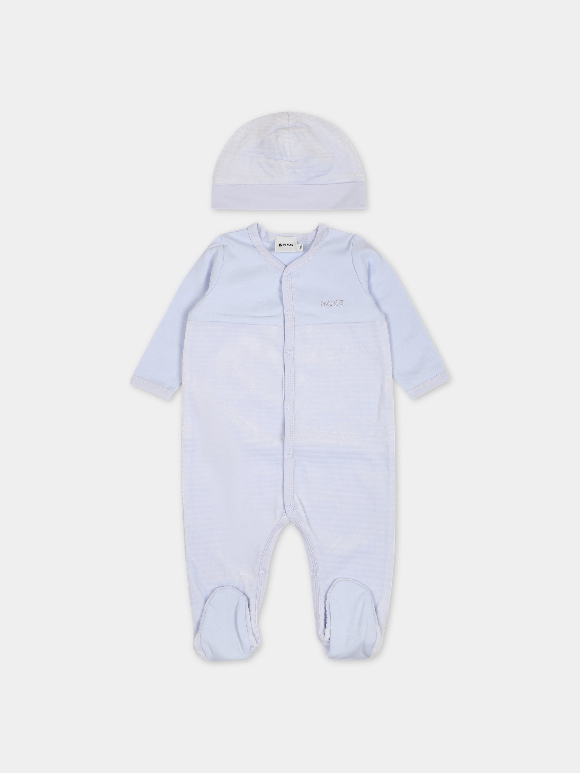 Set celeste per neonato con logo,Boss,J98433 771