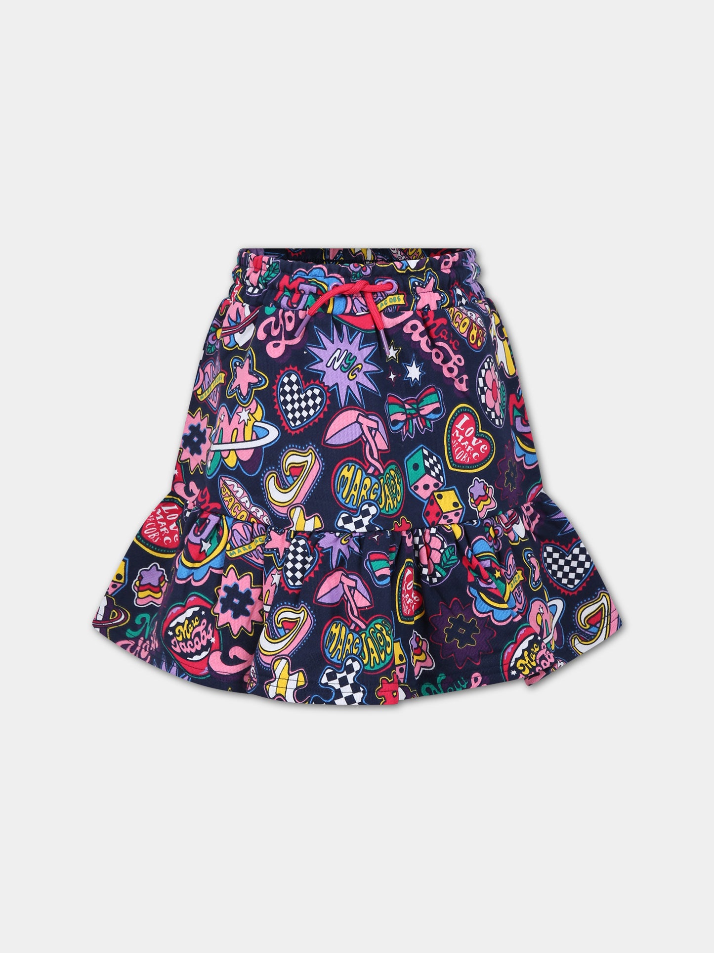 Gonna blu per bambina con logo e stampa,Little Marc Jacobs,W13141 Z41