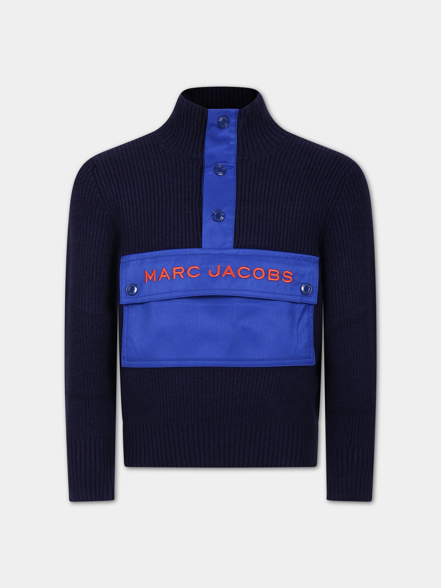 Maglione blu per bambino con logo,Little Marc Jacobs,W25627 85T