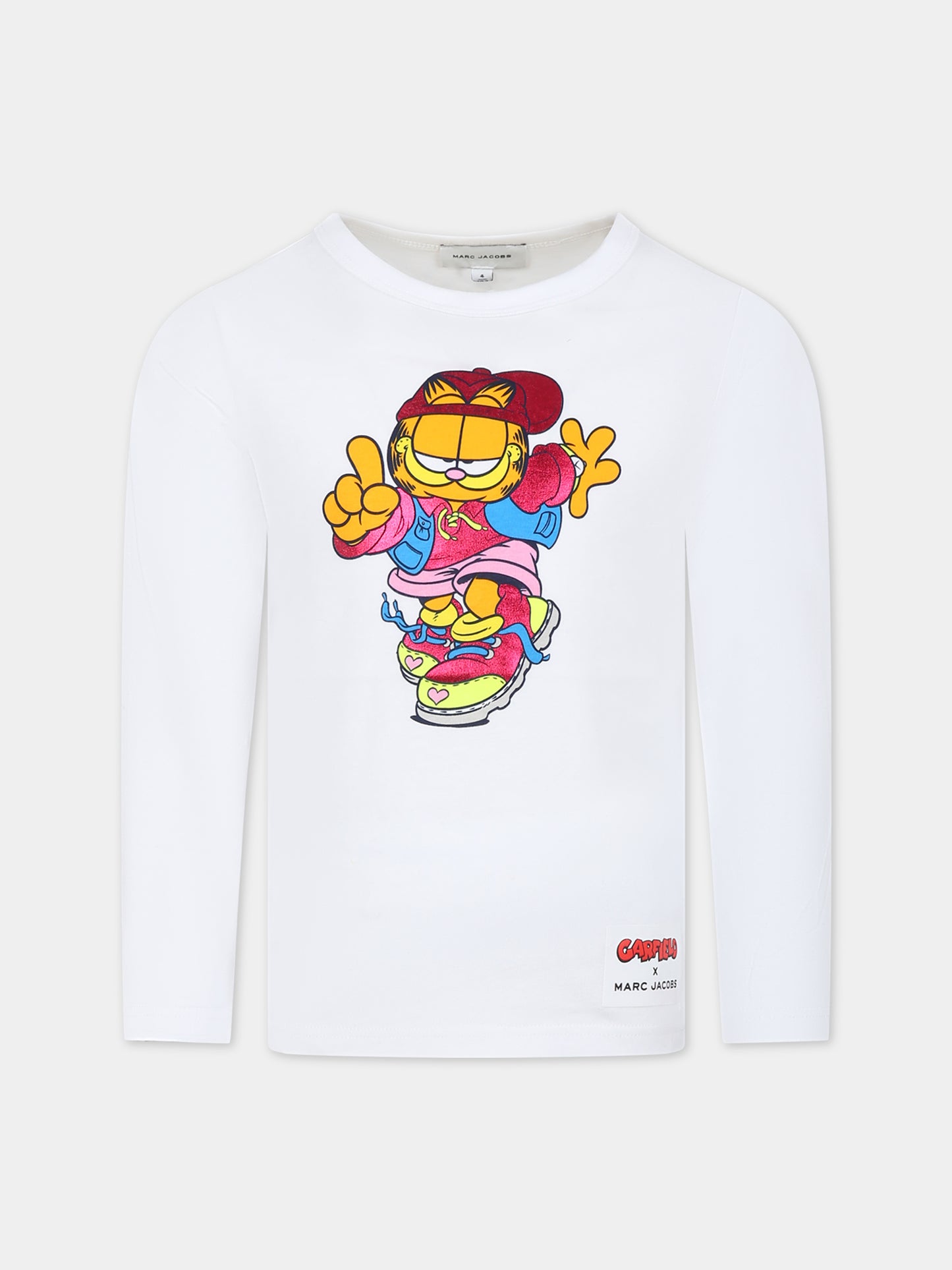 T-shirt bianca per bambina con Garfield,Little Marc Jacobs,W15675 BIANCO