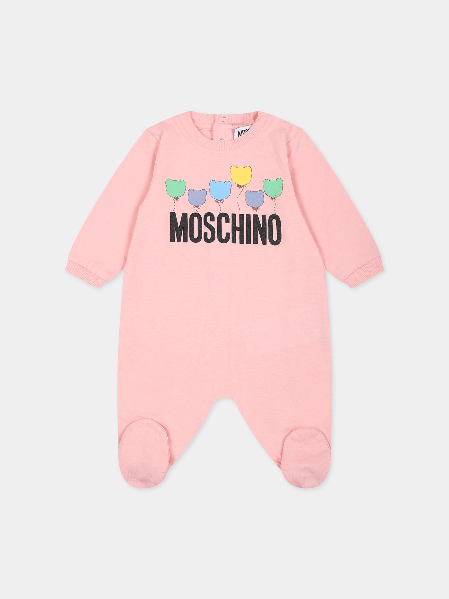 Tutina rosa per neonata con logo e stampa,Moschino Kids,MUY05L LAA10 50209