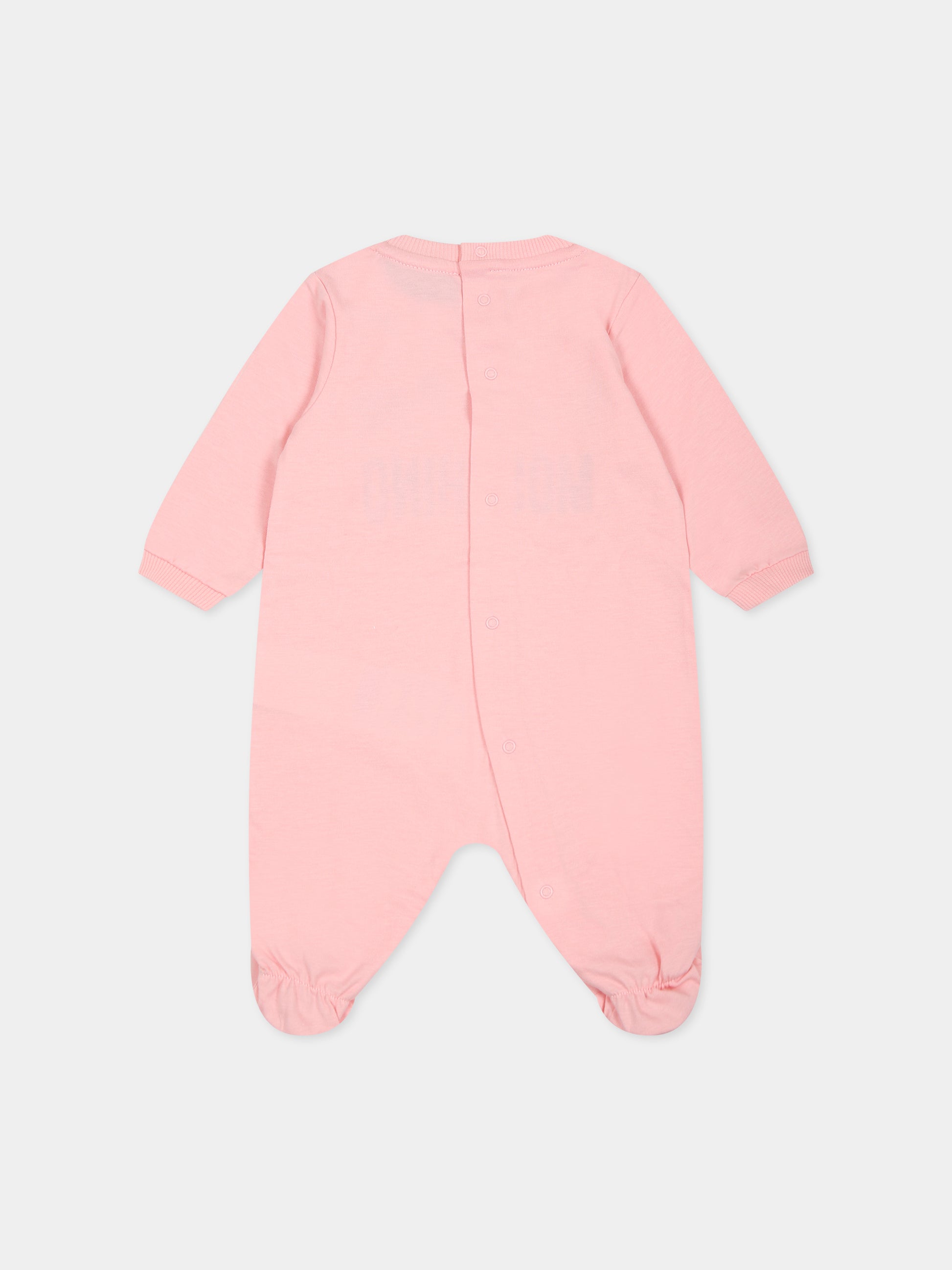 Tutina rosa per neonata con logo e stampa,Moschino Kids,MUY05L LAA10 50209