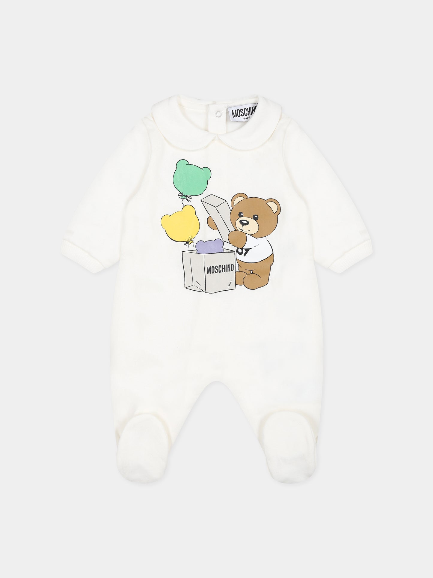 Set bianco per neonati con Teddy bear e stampa,Moschino Kids,MUY05K LCA40 10063