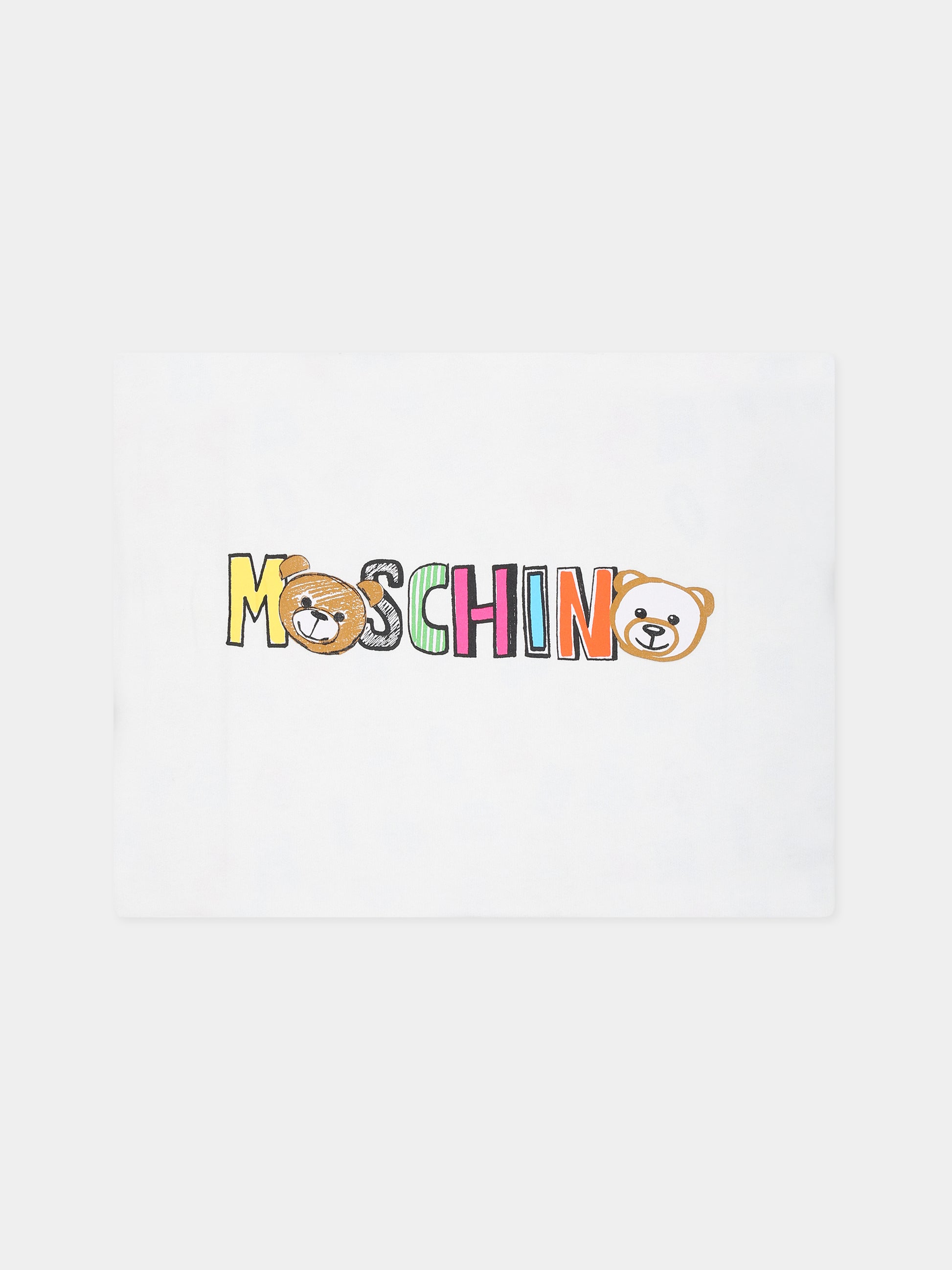 Coperta bianca per neonati con logo,Moschino Kids,MMB00C LAB72 80799