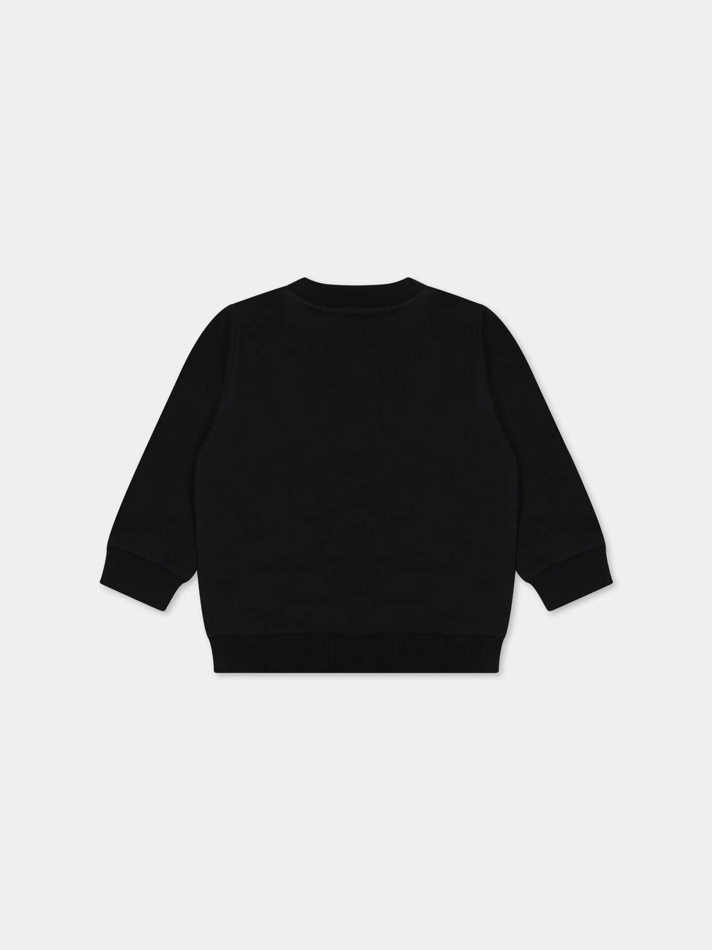 Felpa nera per neonati con Teddy Bears e logo,Moschino Kids,MSF04Q LCA60 60100
