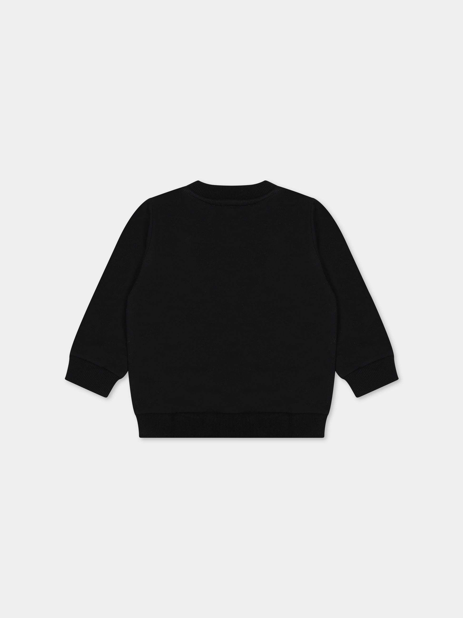 Felpa nera per neonati con Teddy Bears e logo,Moschino Kids,MSF04Q LCA60 60100