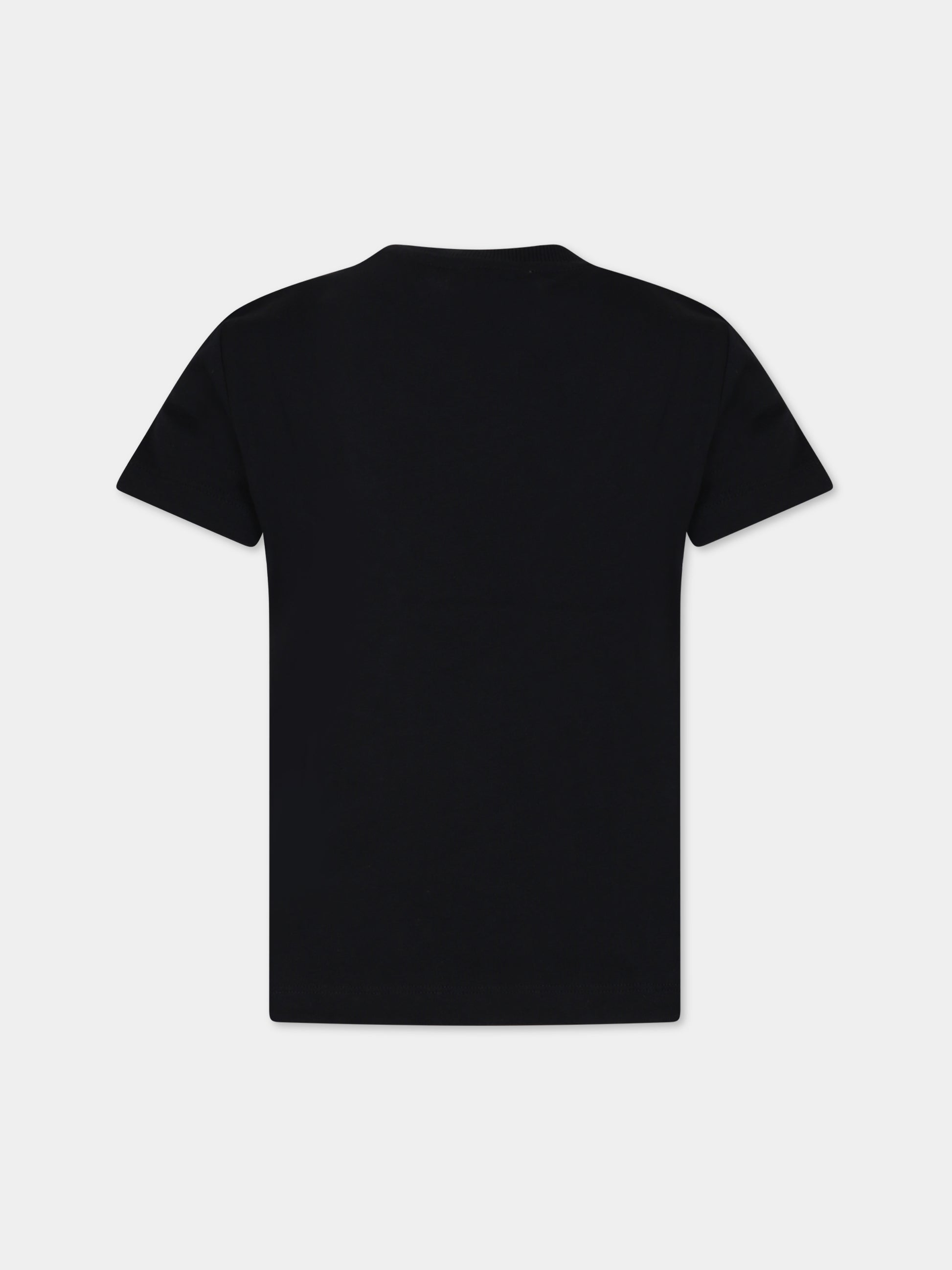 T-shirt nera per bambini con Teddy Bear e logo,Moschino Kids,HZM03U LAA01 60100